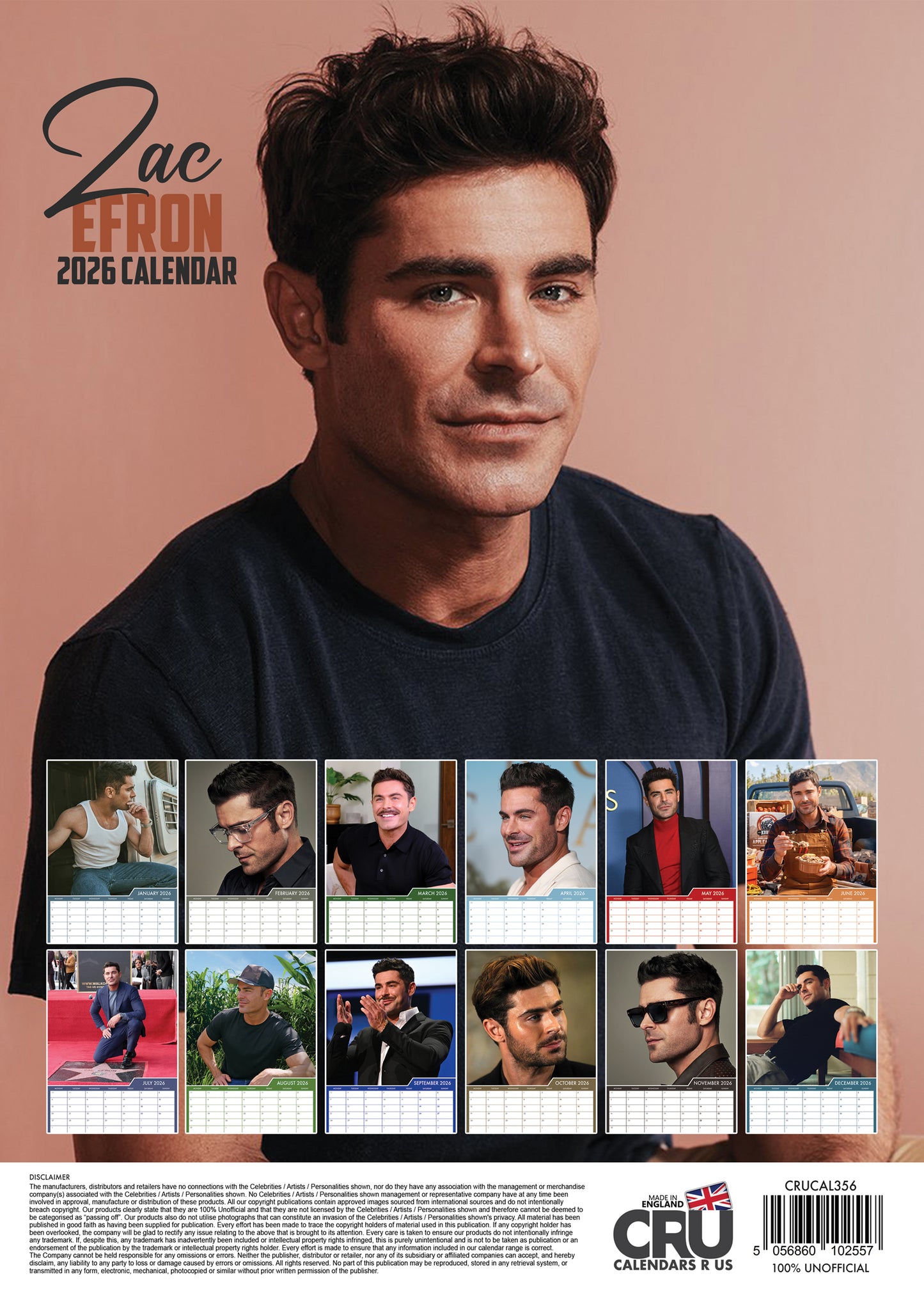 Zac Efron - A3 Calendar 2026