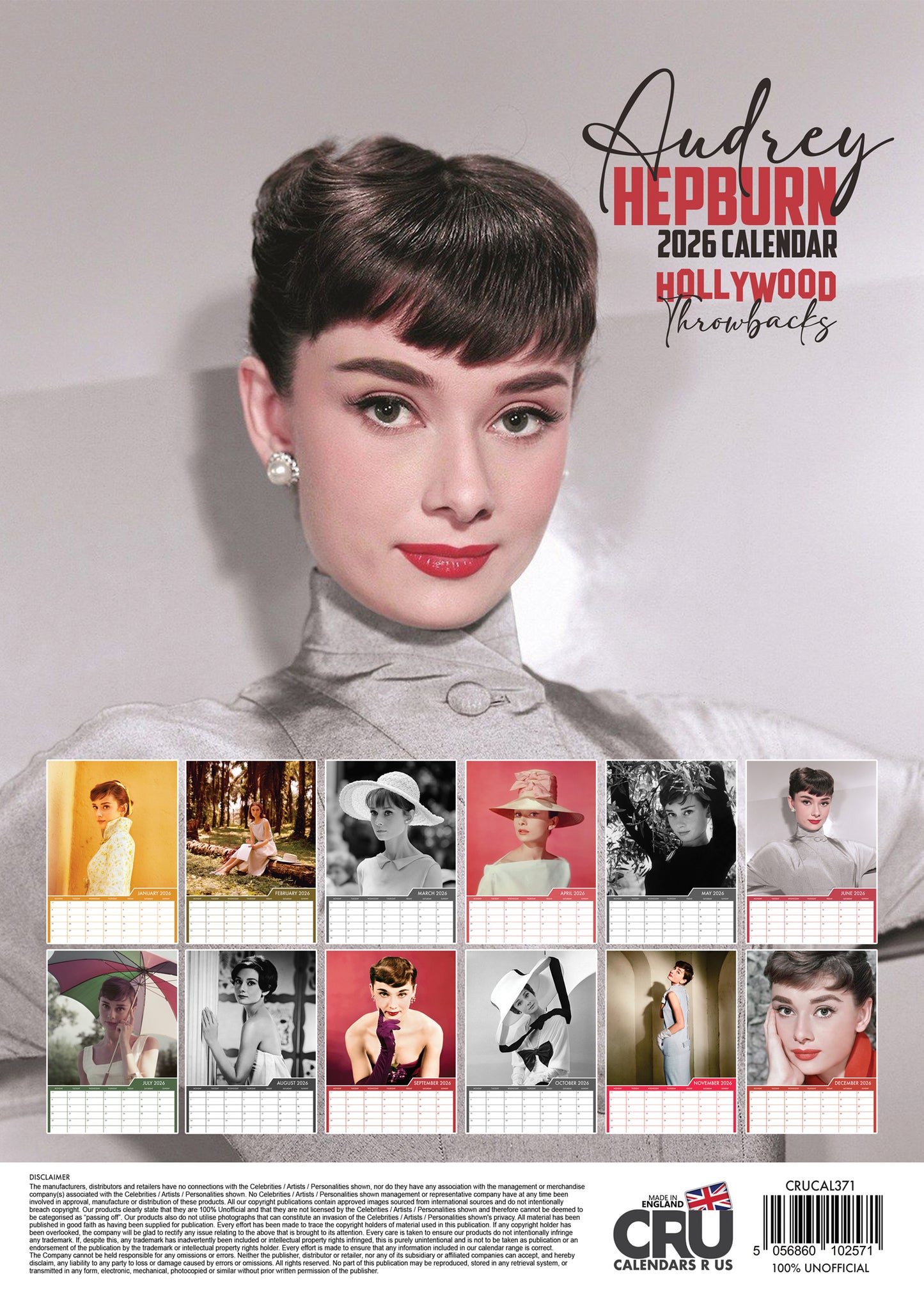Audrey Hepburn - A3 Calendar 2026