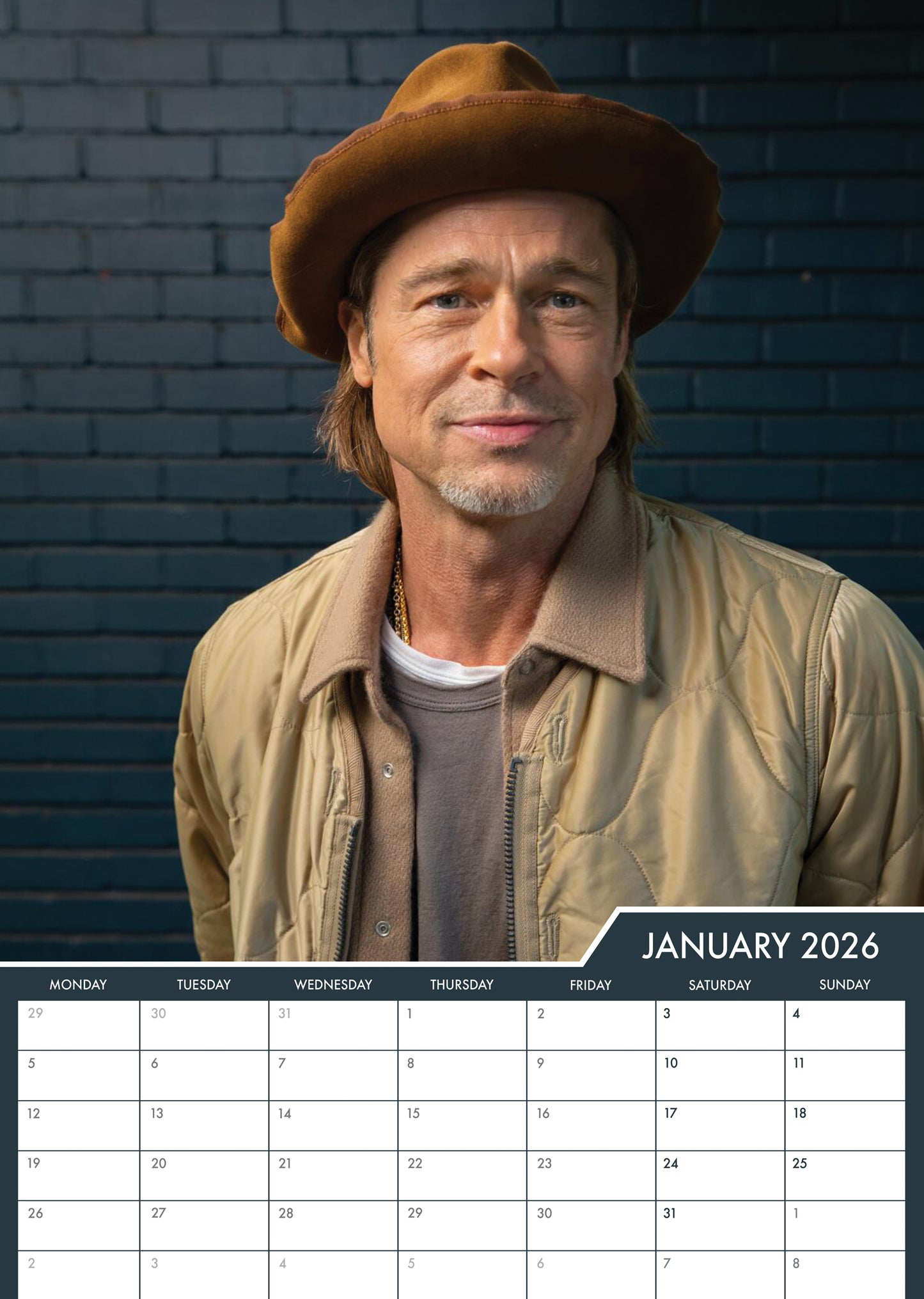 Brad Pitt - A3 Calendar 2026