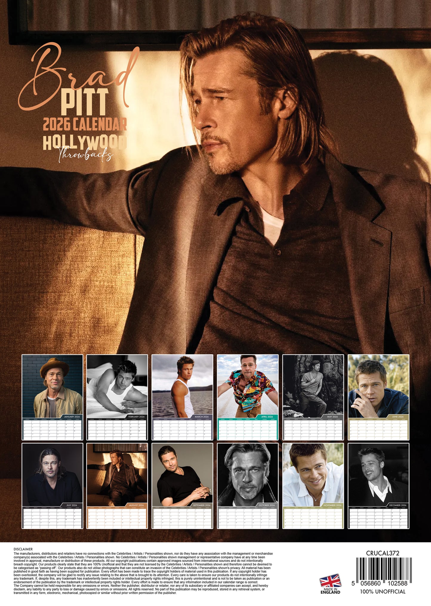 Brad Pitt - A3 Calendar 2026