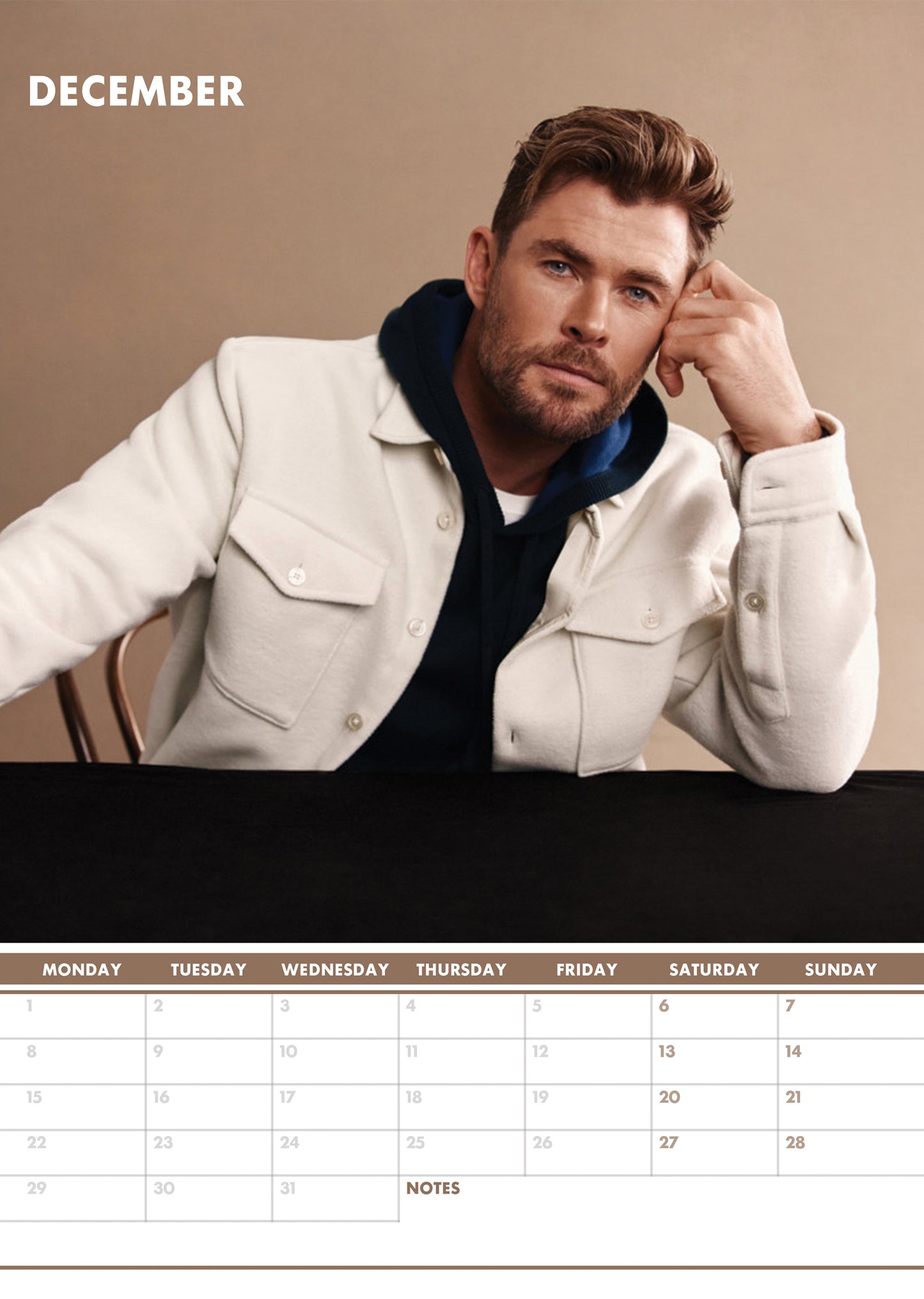 Chris Hemsworth Calendar & Postcards 2025