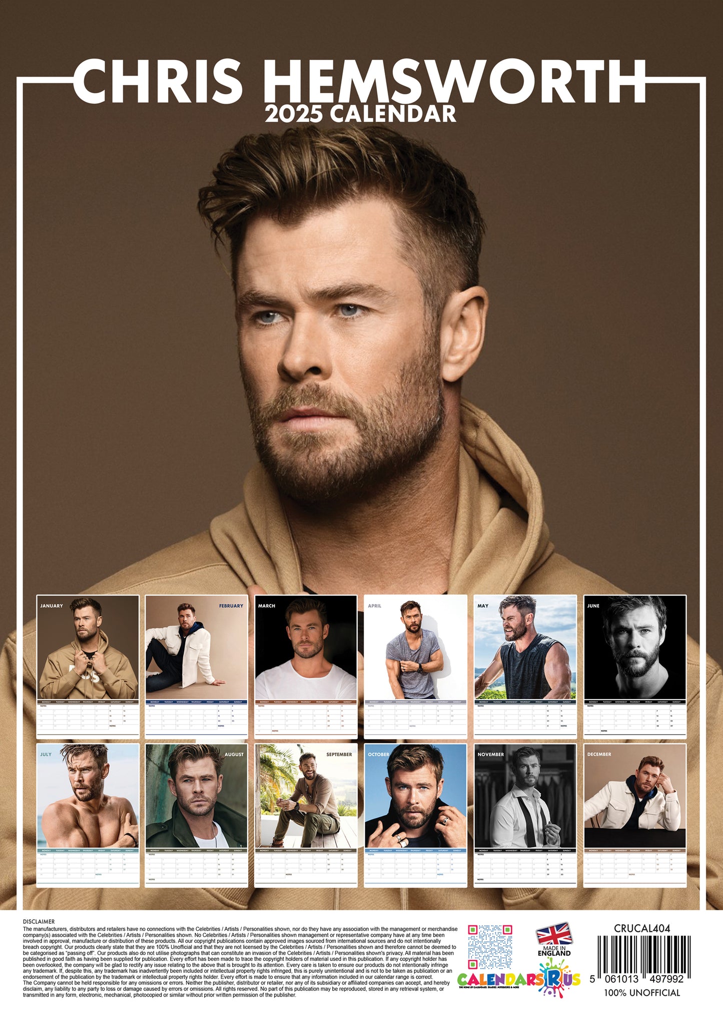 Chris Hemsworth Calendar & Postcards 2025