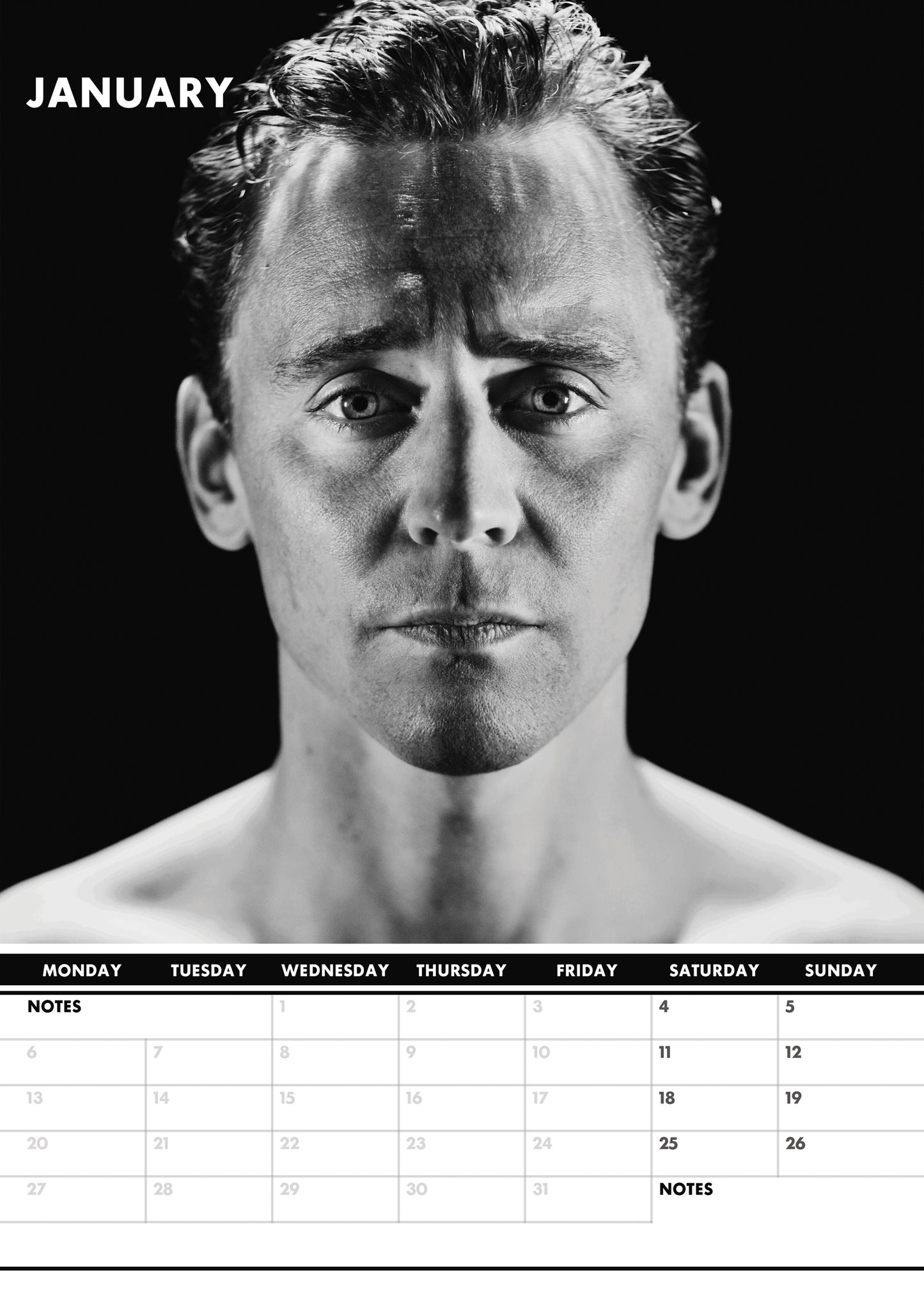 Tom Hiddleston Calendar & Postcards 2025