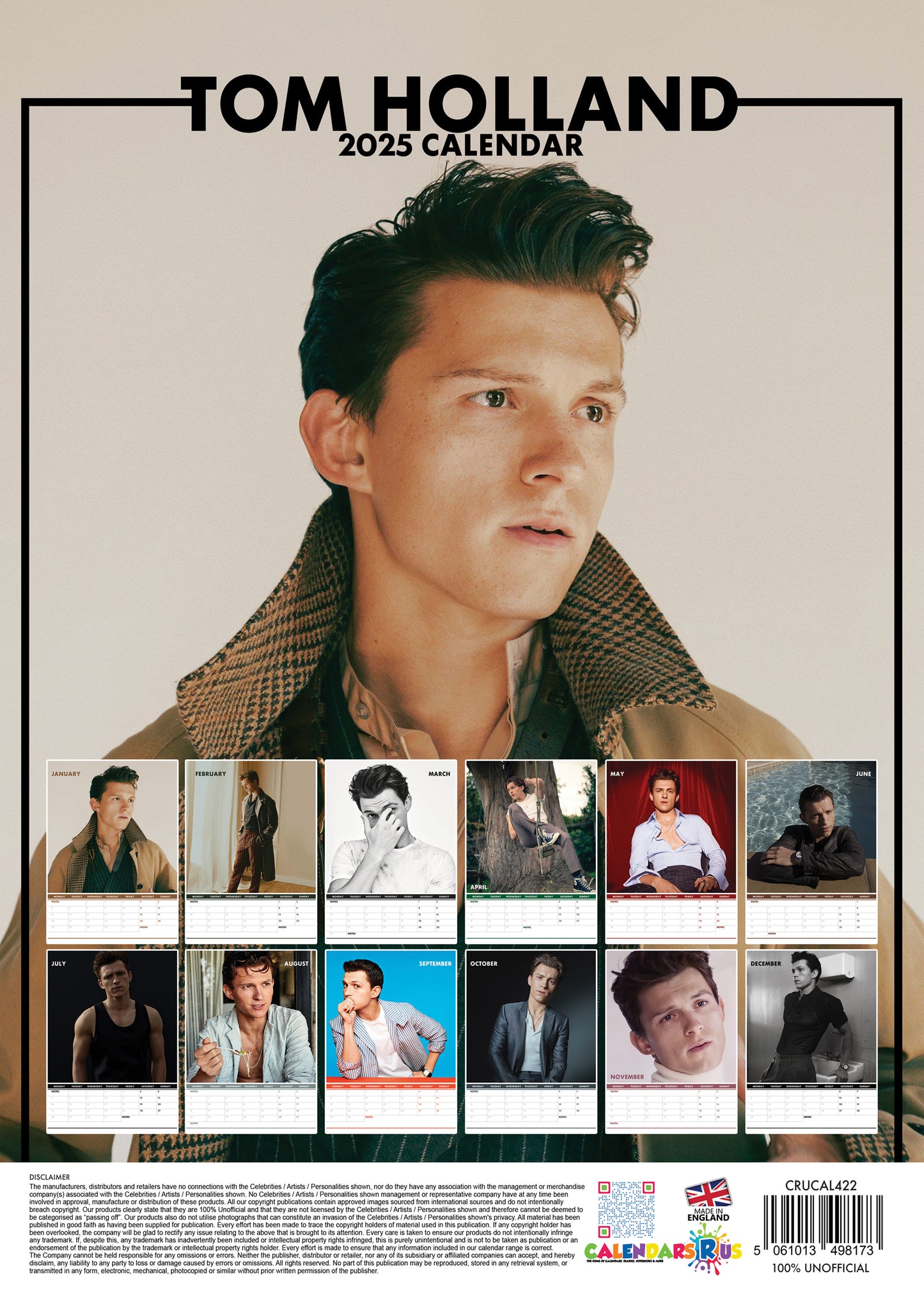 Tom Holland Calendar & Postcards 2025