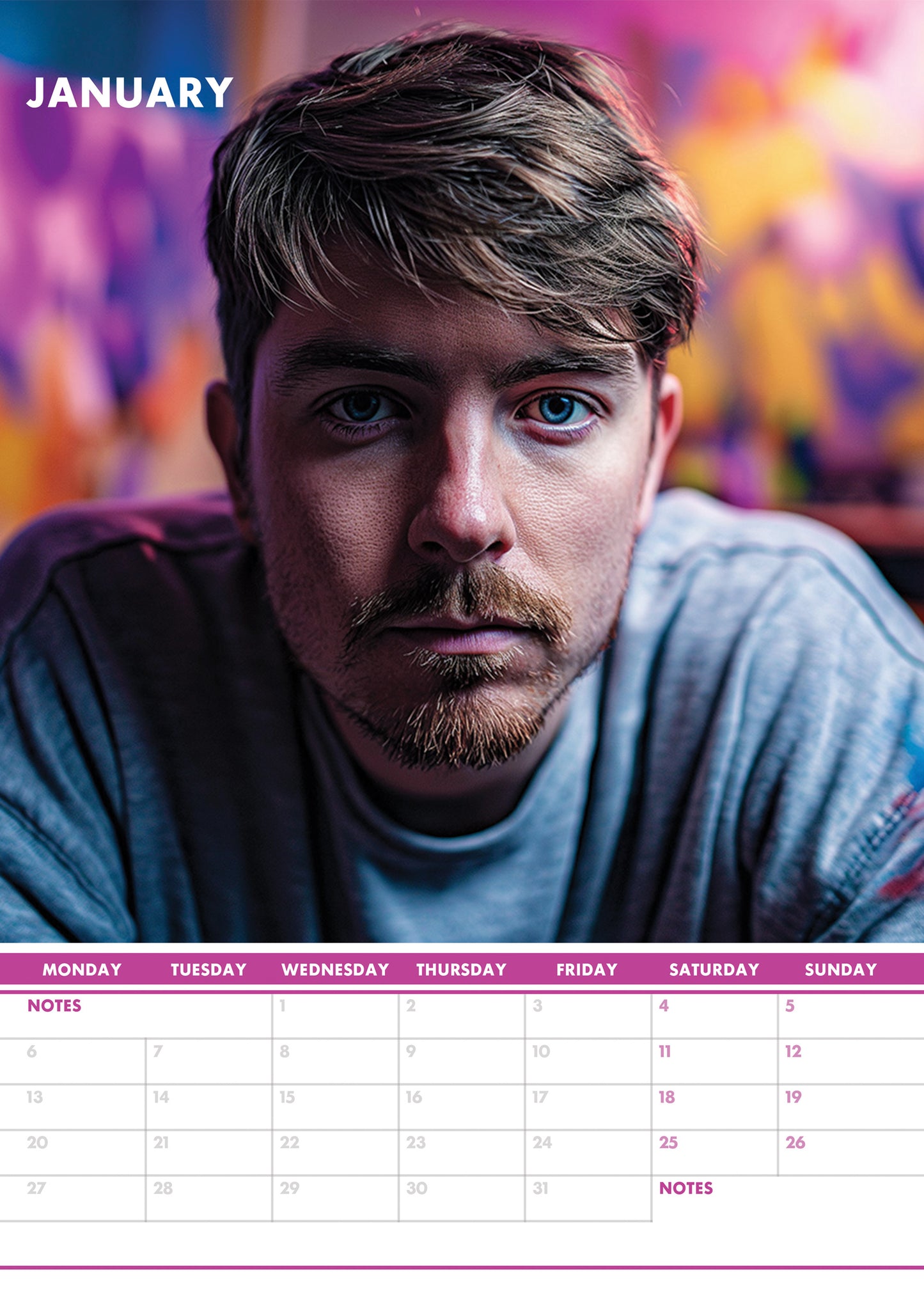 Mr Beast Calendar  & Postcards 2025