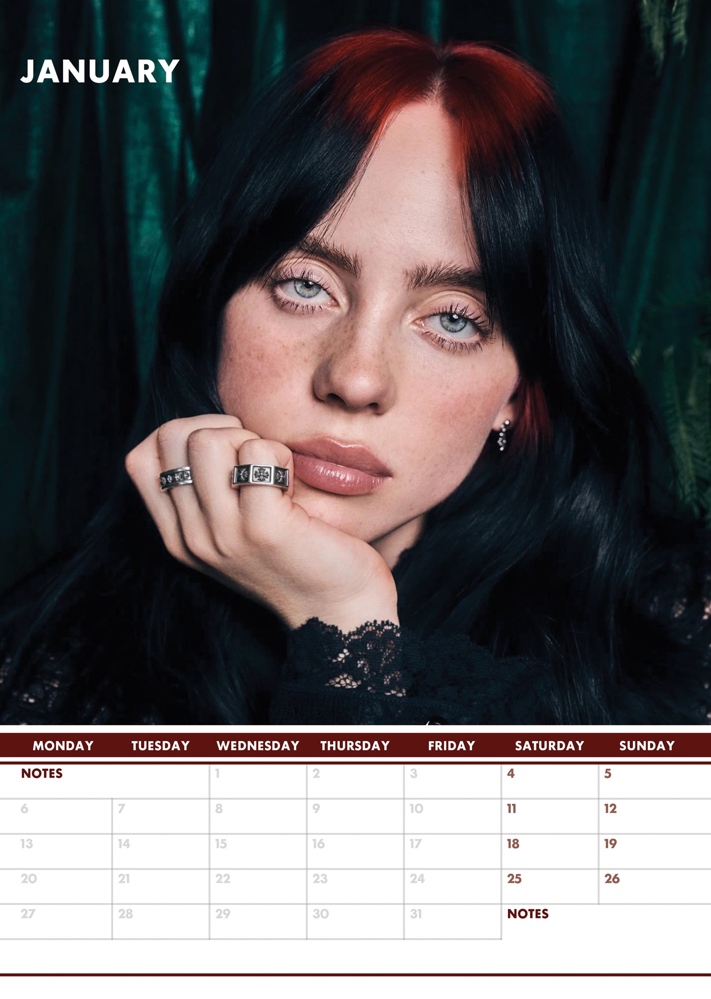 Billie Eilish Calendar & Postcards 2025