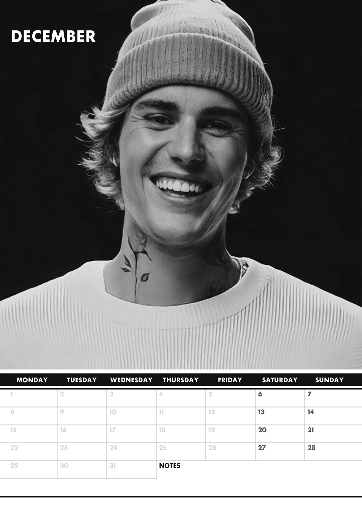 Justin Bieber Calendar & Postcards 2025