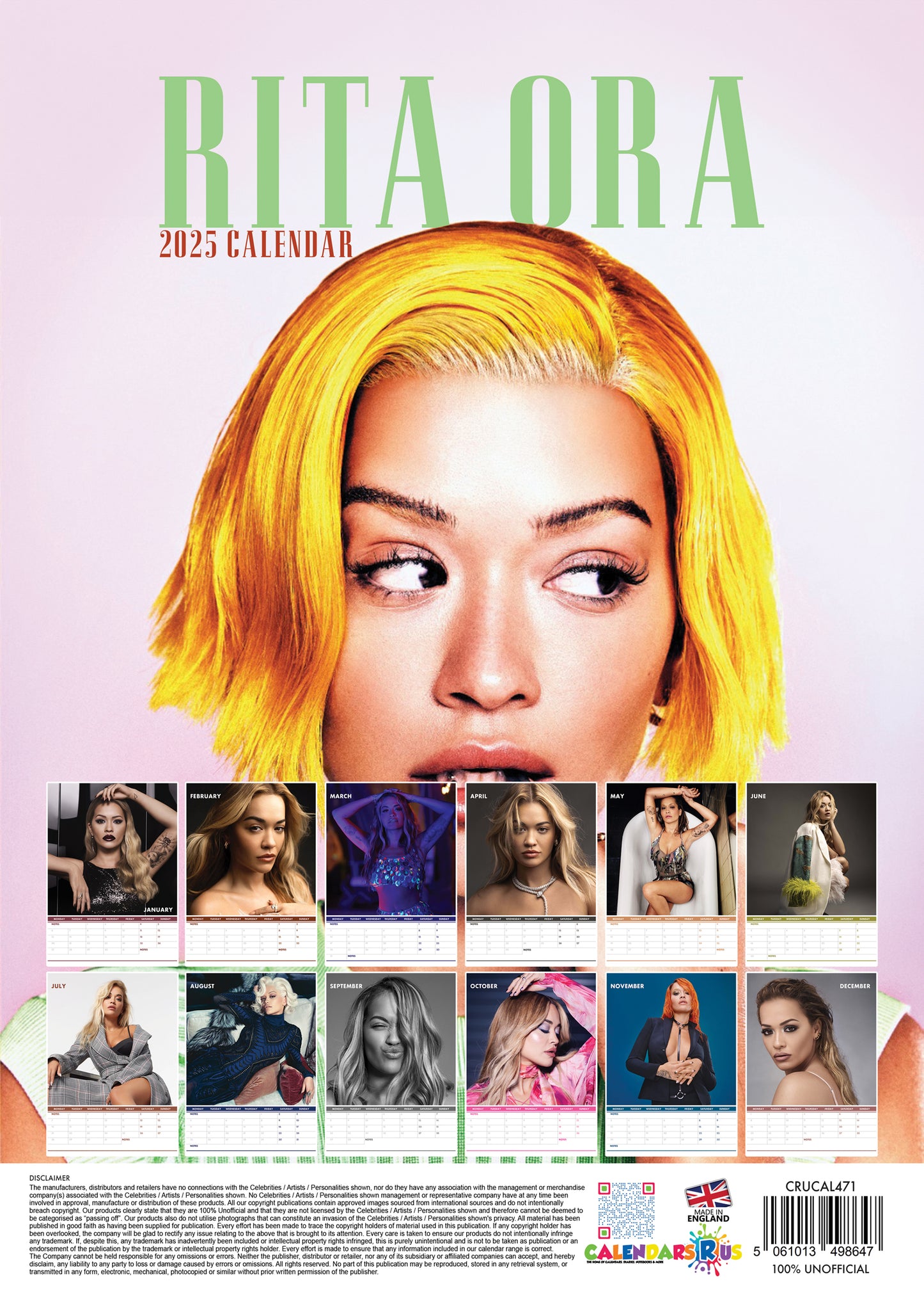 Rita Ora Calendar & Postcards 2025