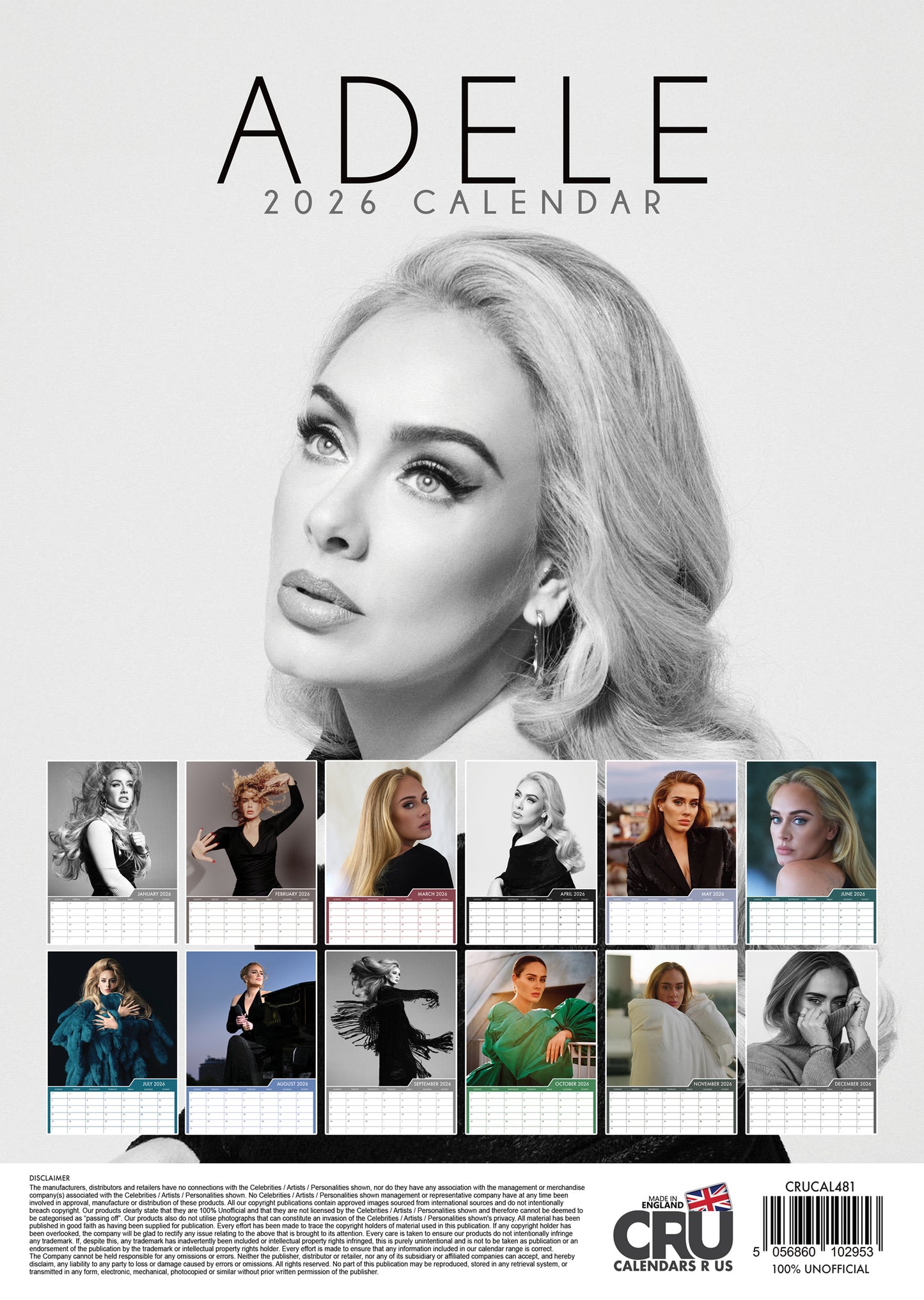 Adele - A3 Calendar 2026