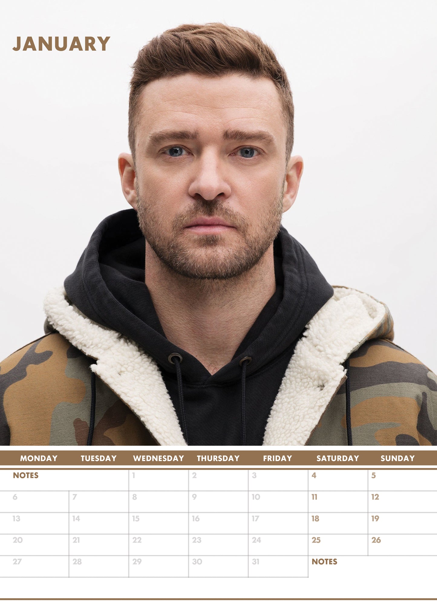 Justin Timberlake Calendar & Postcards 2025