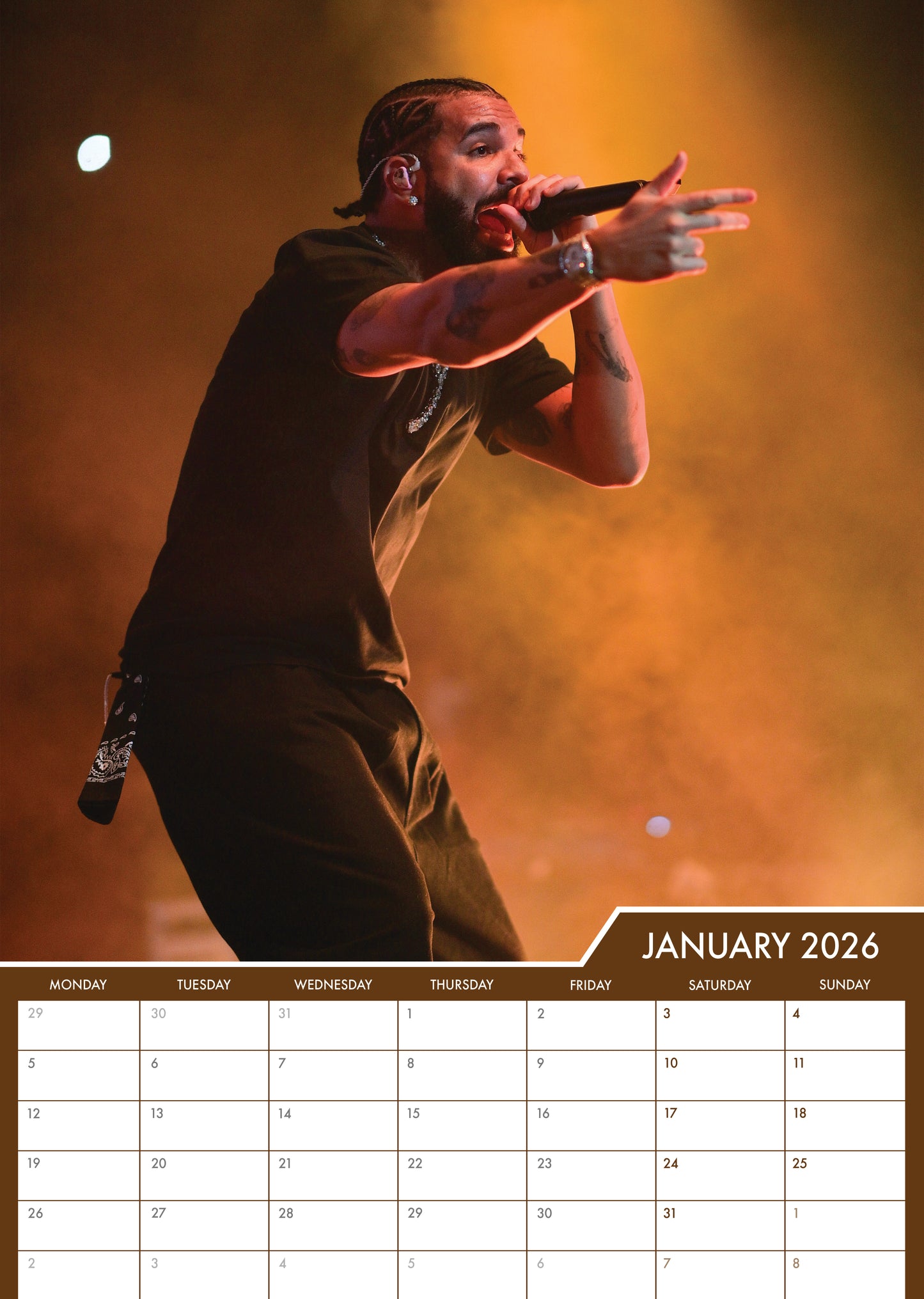Drake - A3 Calendar 2026 – CalendarsRus