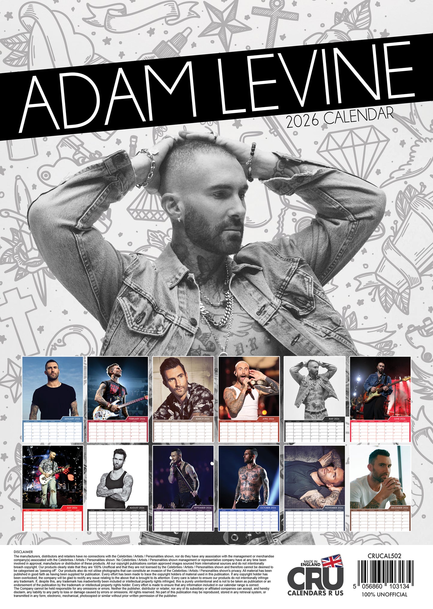 Adam Levine - A3 Calendar 2026
