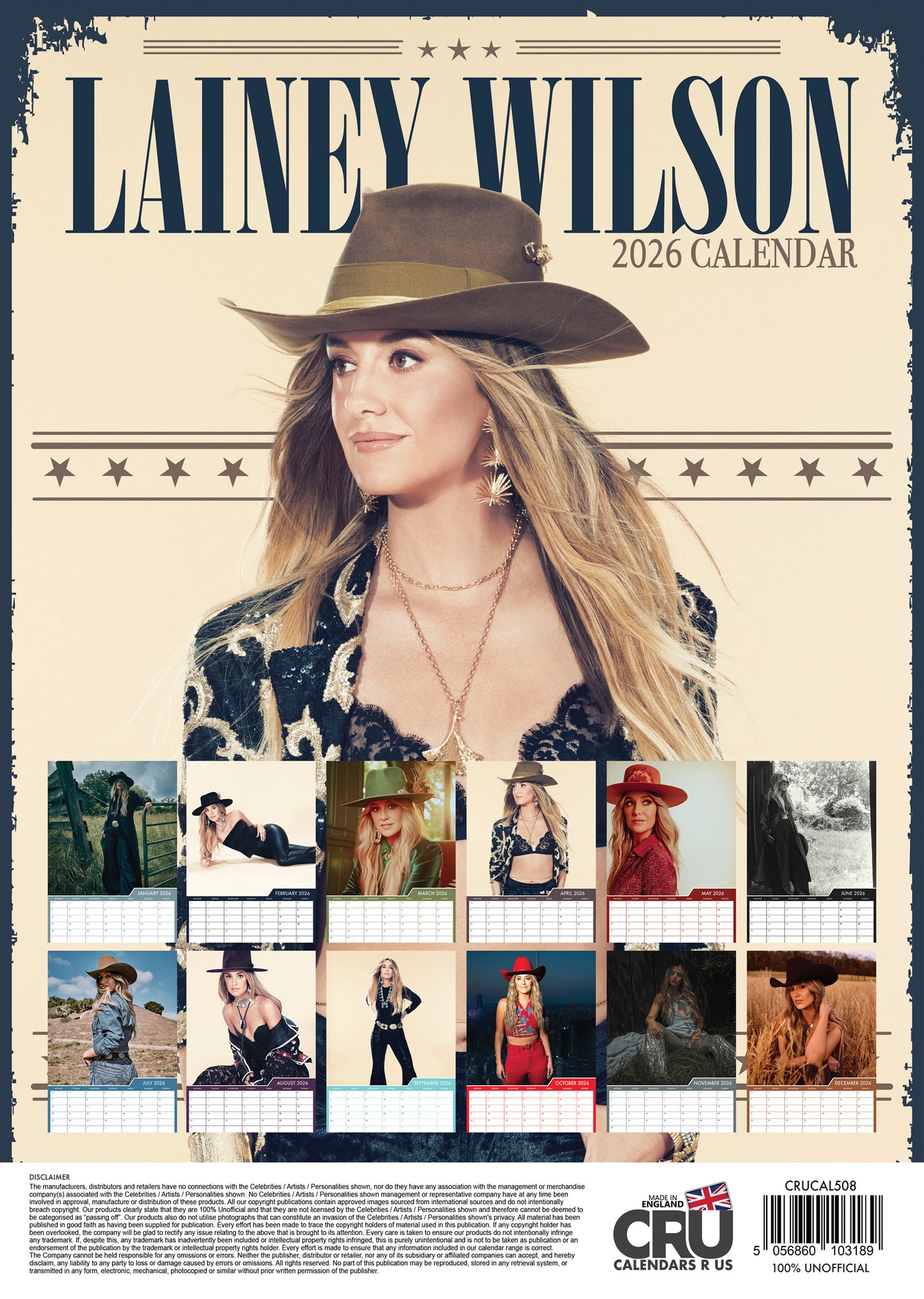 Lainey Wilson - A3 Calendar 2026