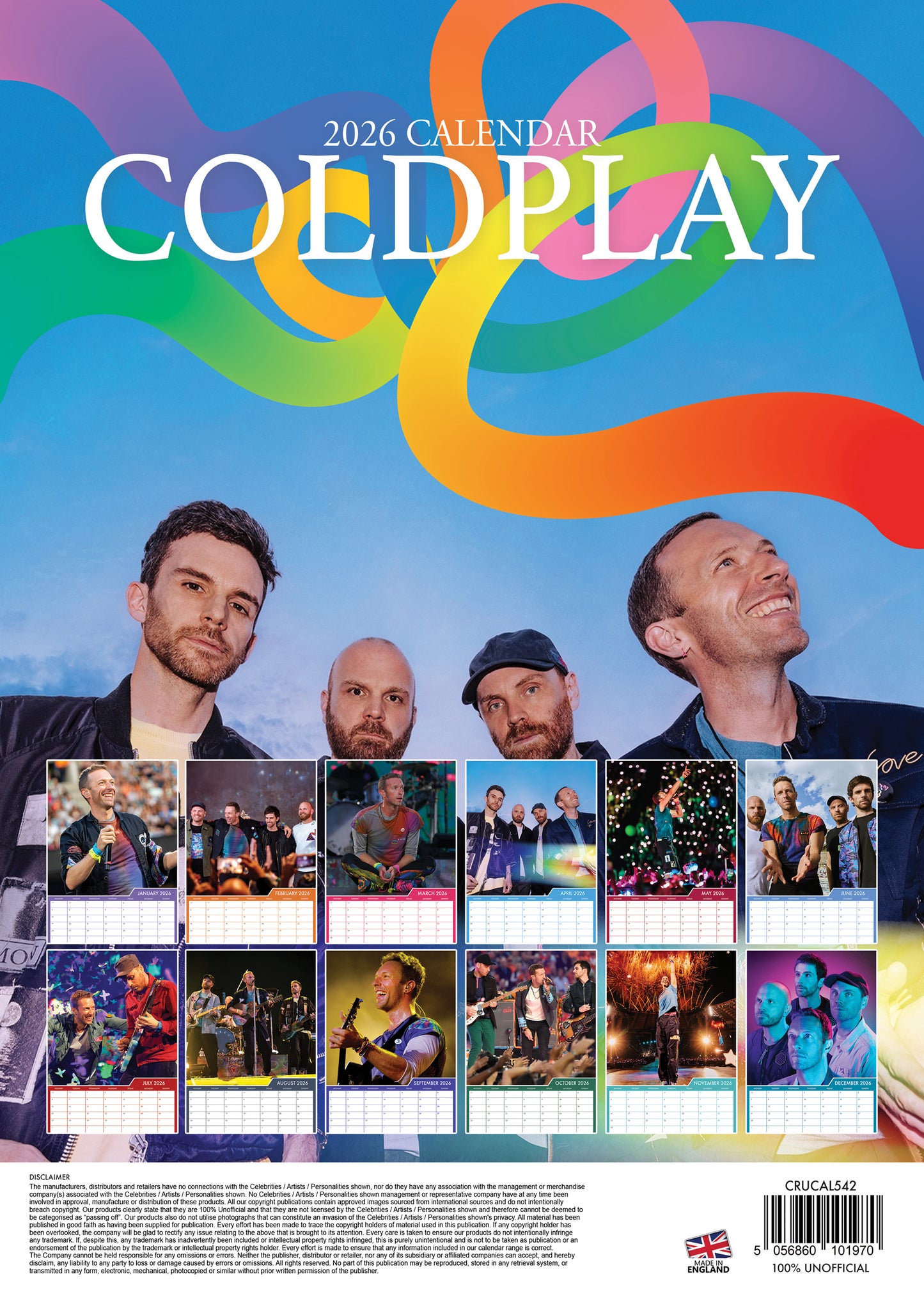 Coldplay - A3 Calendar 2026