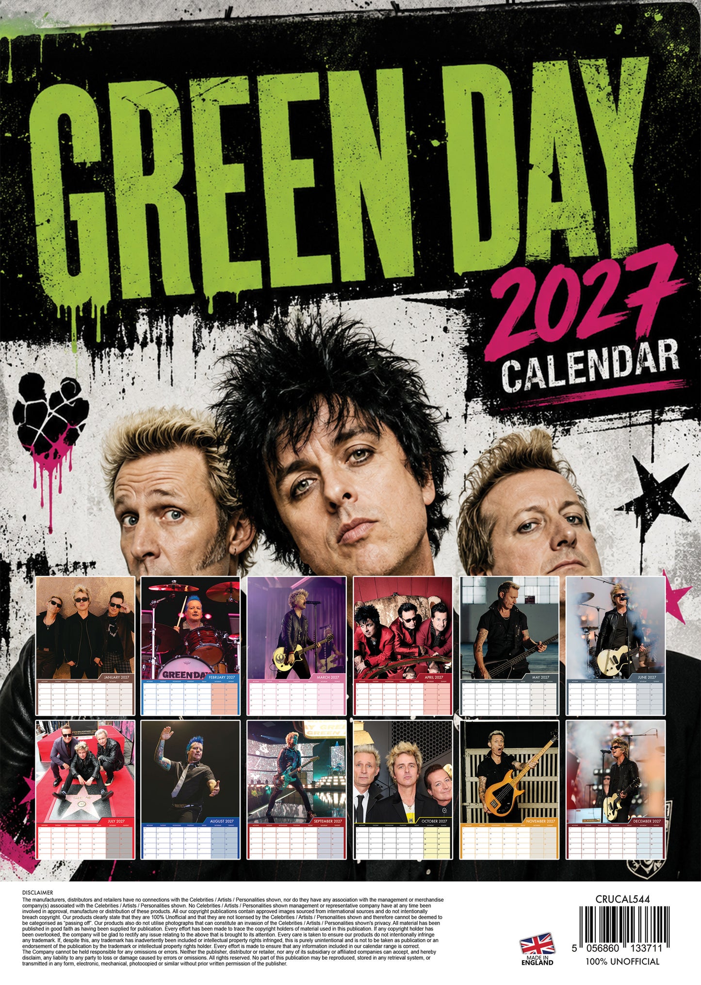 Green Day - A3 Calendar 2027
