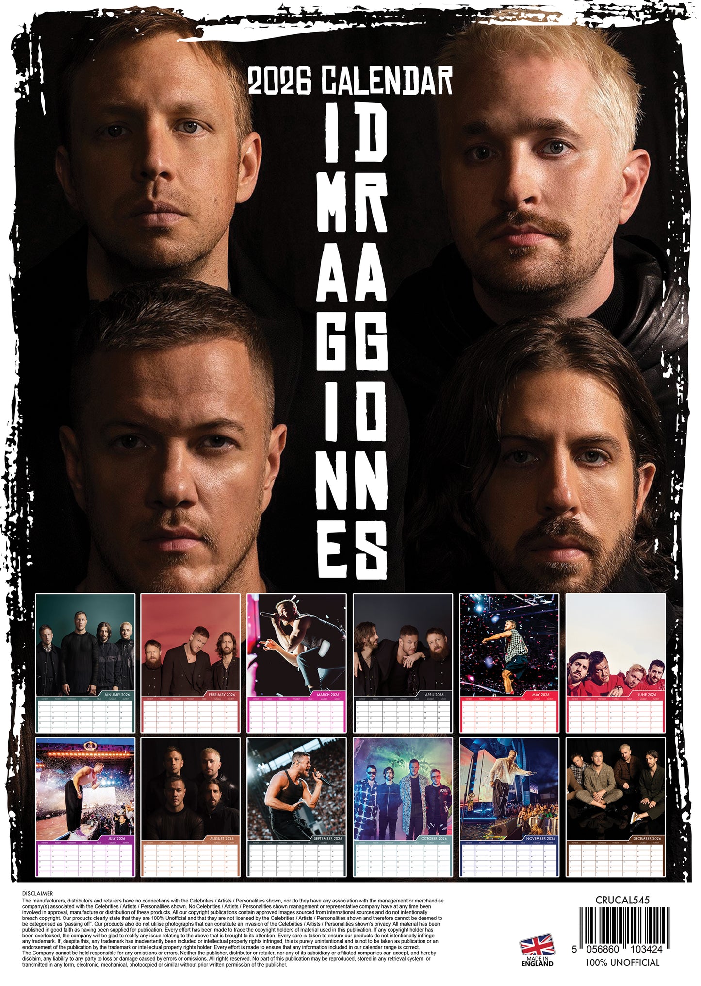 Imagine Dragons - A3 Calendar 2026