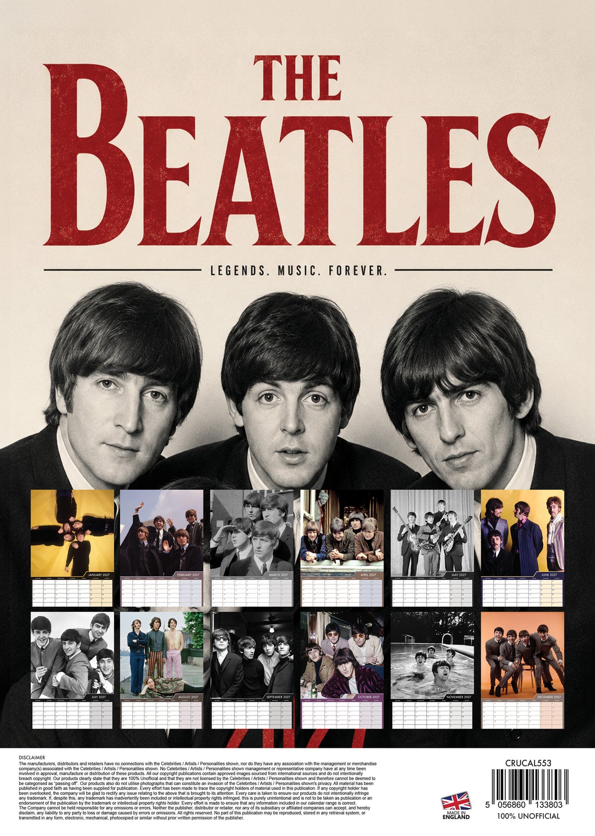 The Beatles - A3 Calendar 2027