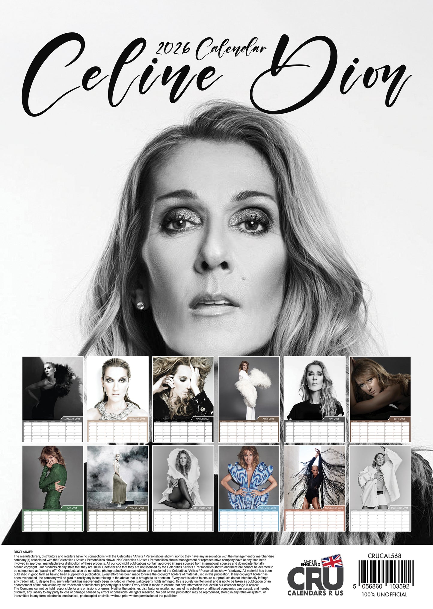 Celine Dion - A3 Calendar 2026