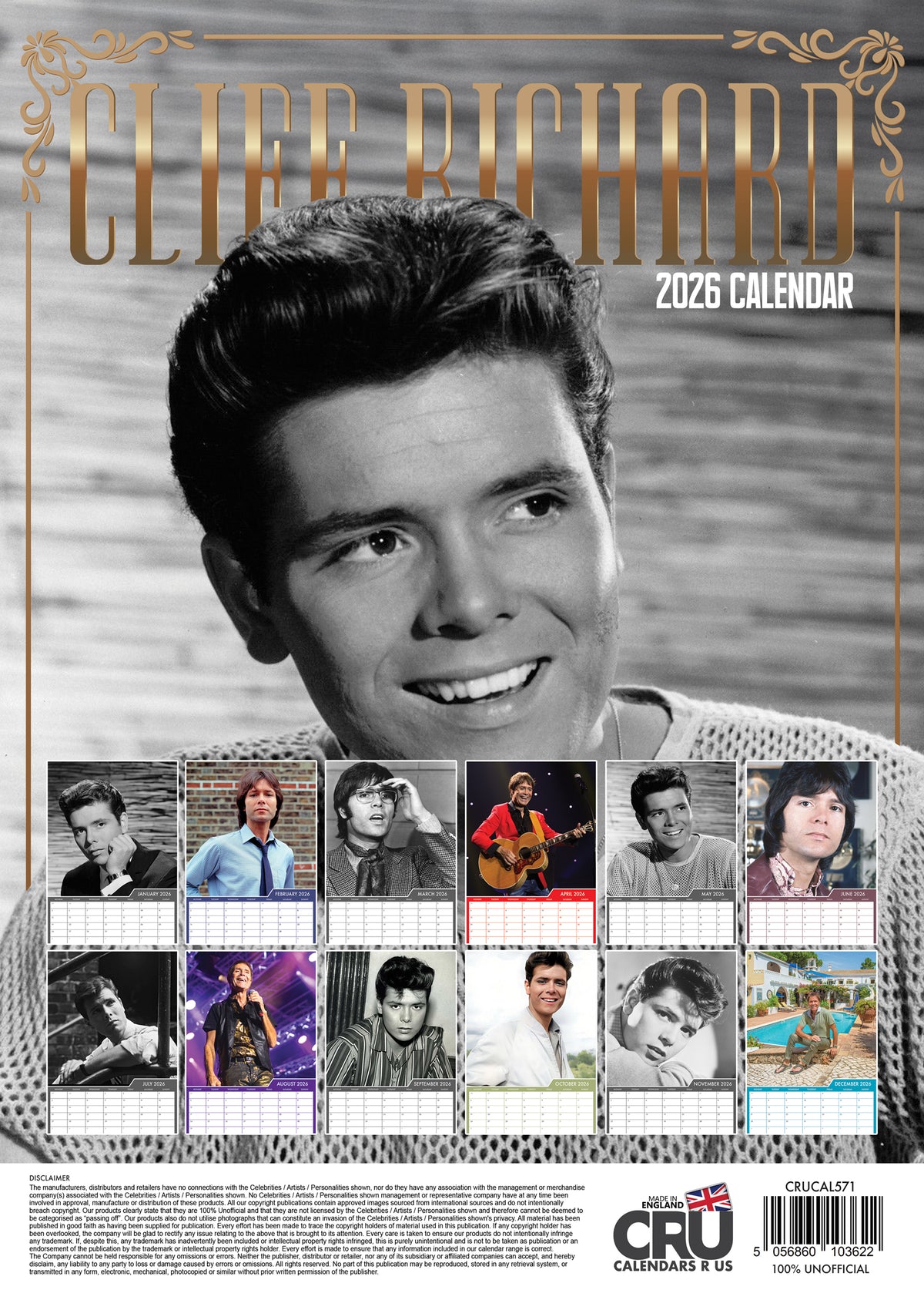 Cliff Richard - A3 Calendar 2026 – CalendarsRus