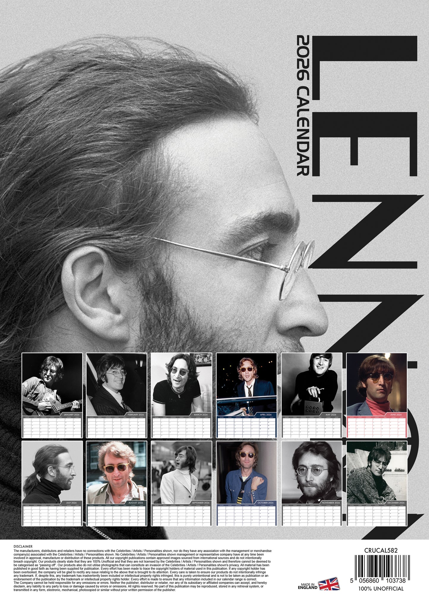 John Lennon - A3 Calendar 2026