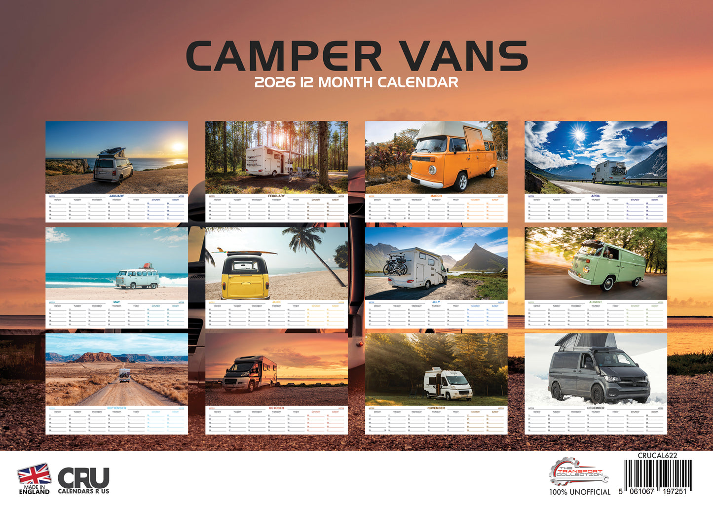 Camper Vans - A3 Calendar 2026
