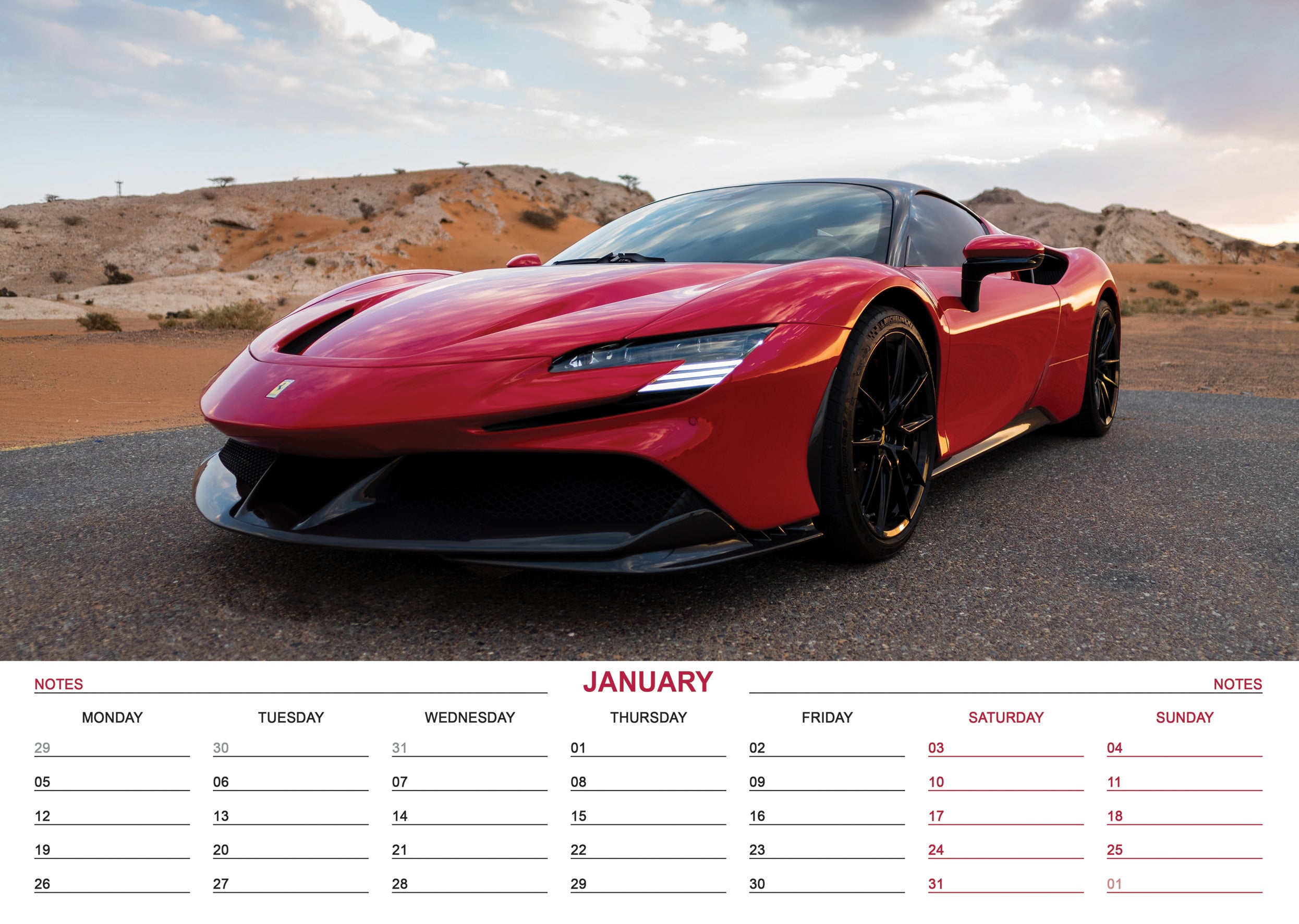 Ferrari - A3 Calendar 2026 – CalendarsRus