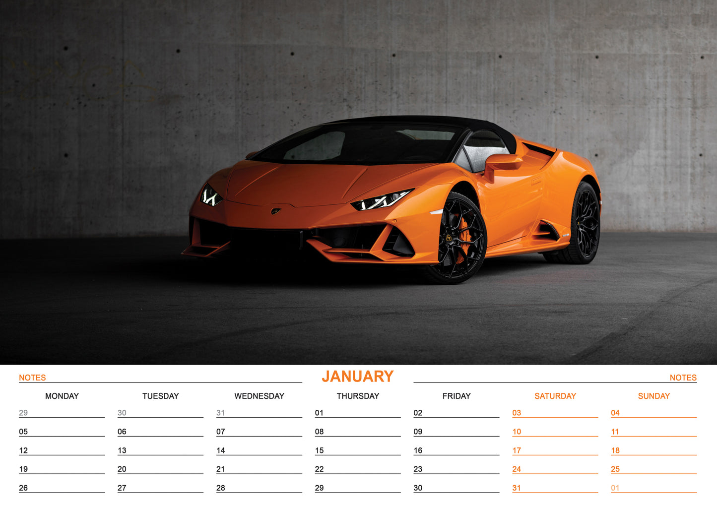 Lamborghini - A3 Calendar 2026