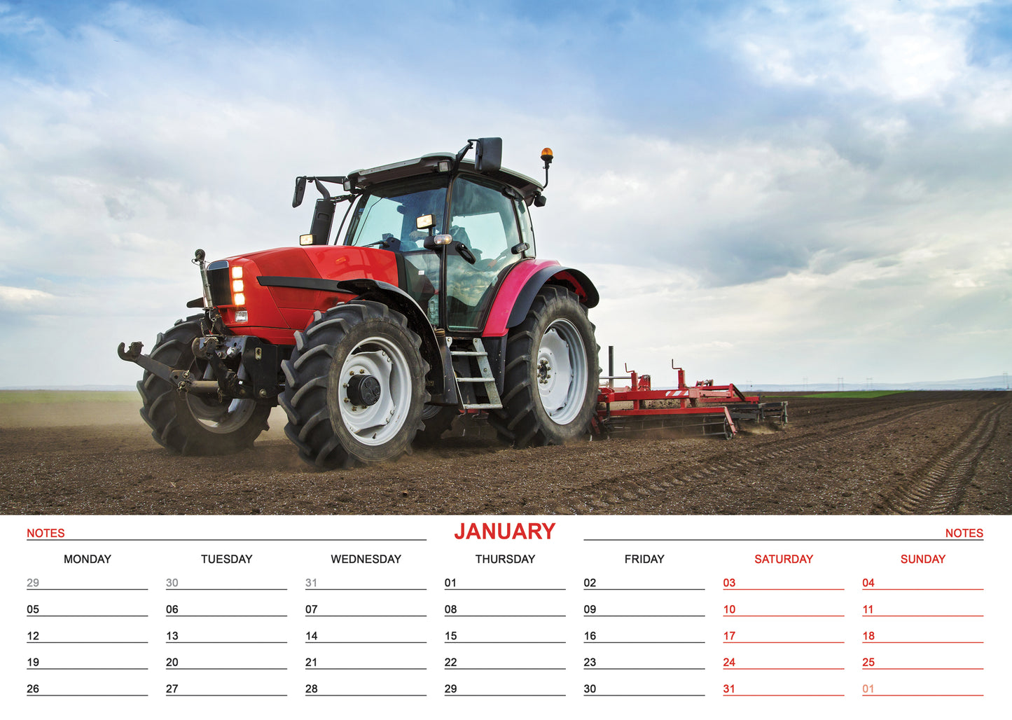 Tractors - A3 Calendar 2026