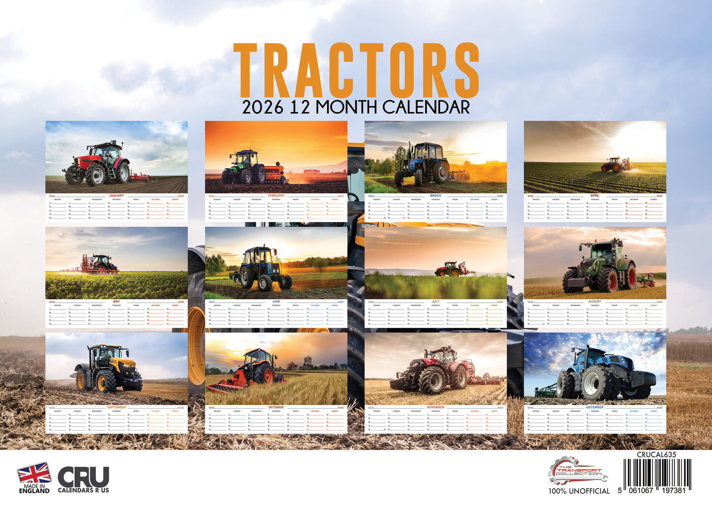 Tractors - A3 Calendar 2026