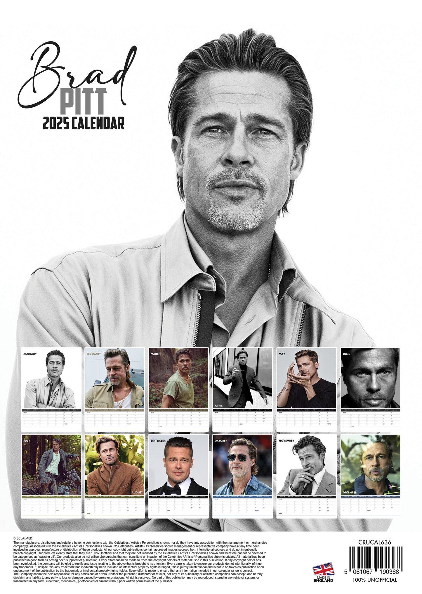 Brad Pitt Calendar 2025