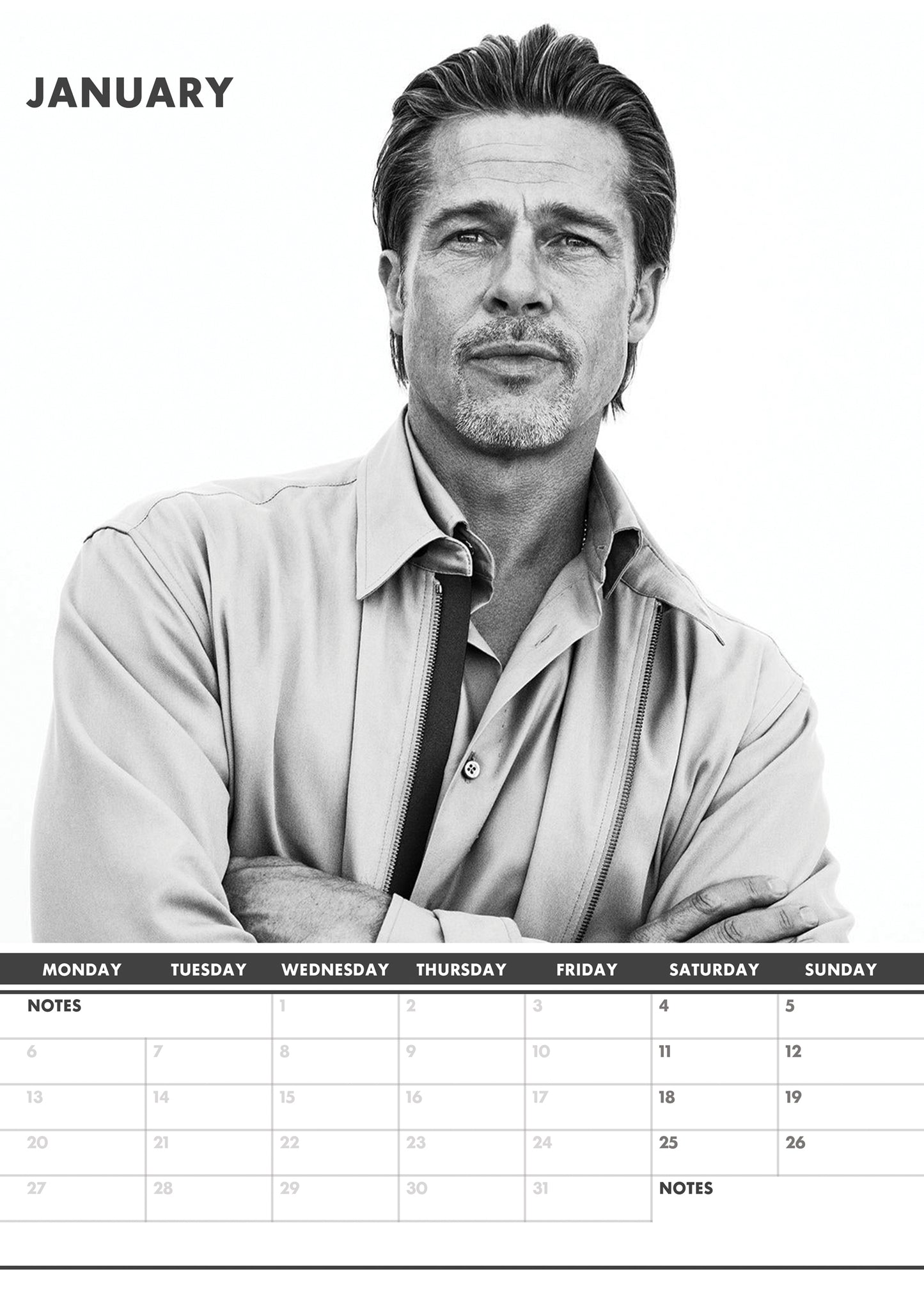 Brad Pitt Calendar 2025