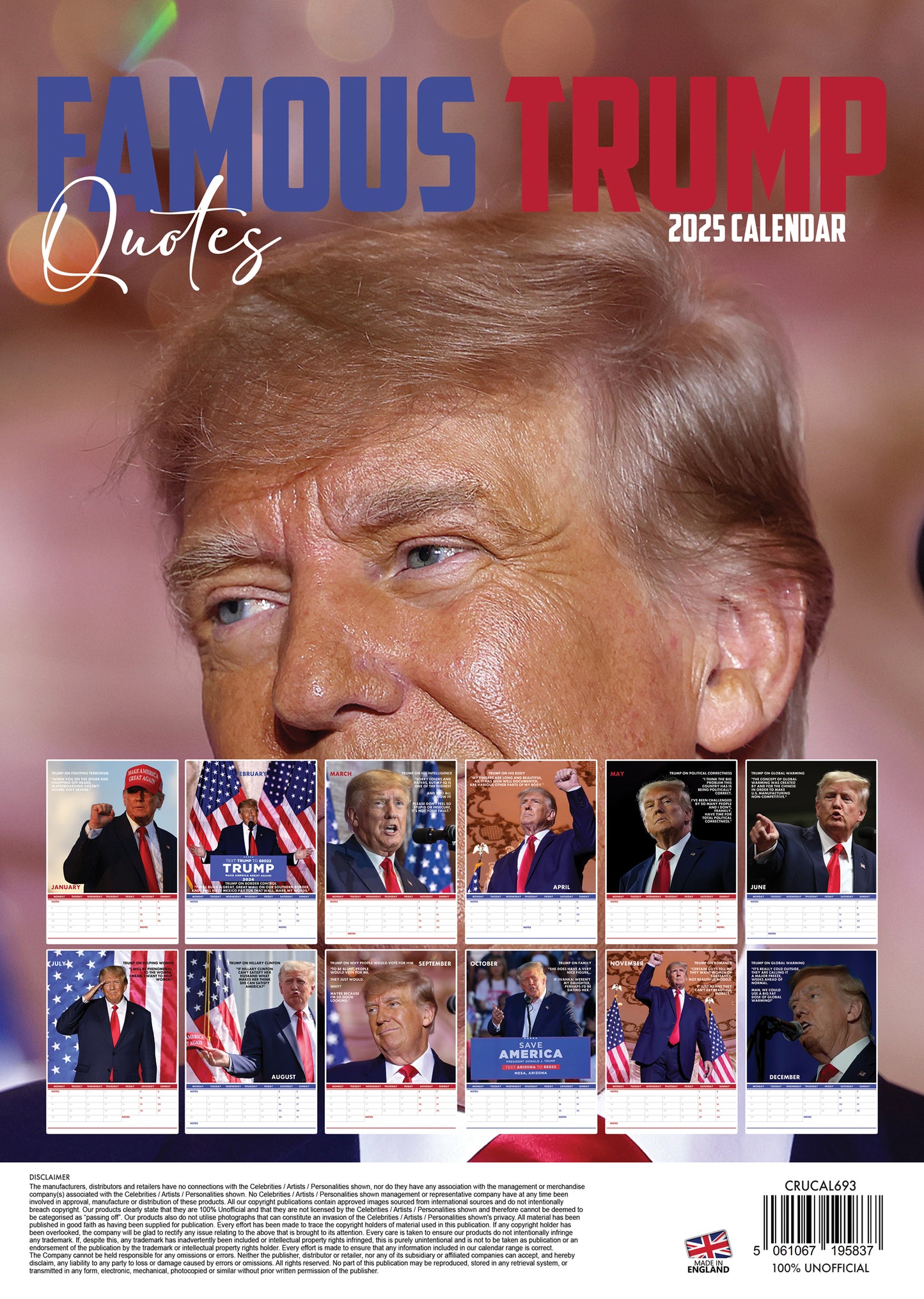 Donald Trump Famous Quotes Calendar 2025