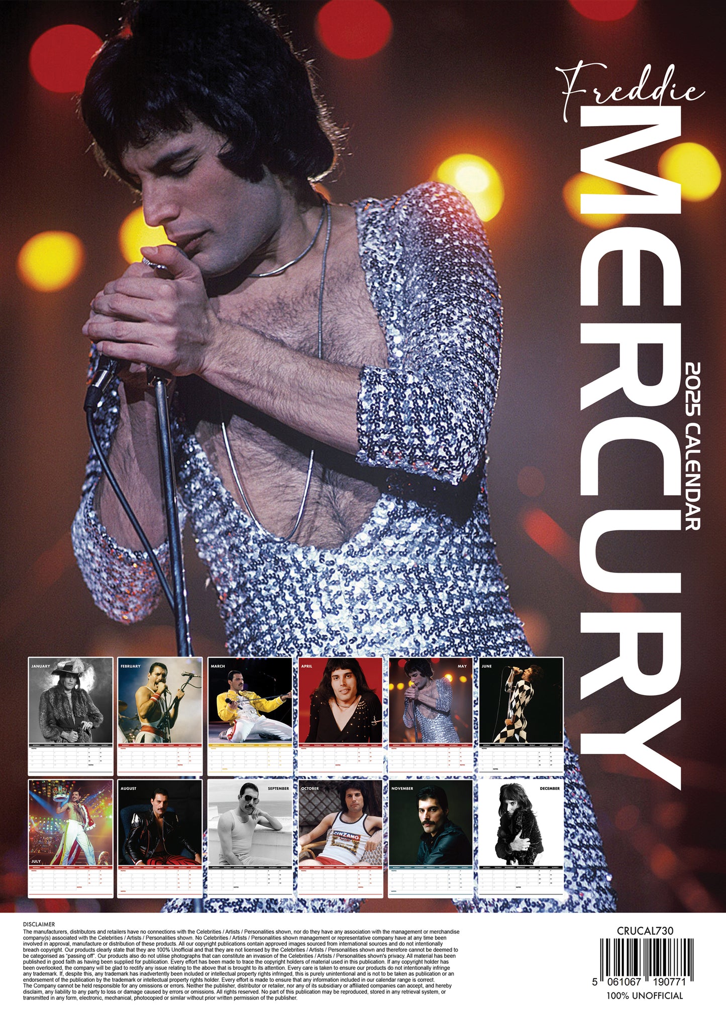 Freddie Mercury Calendar 2025