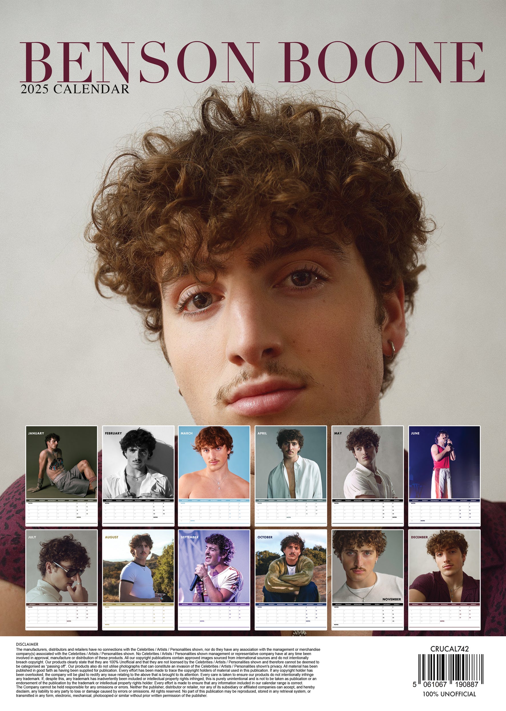 Benson Boone Calendar 2025 