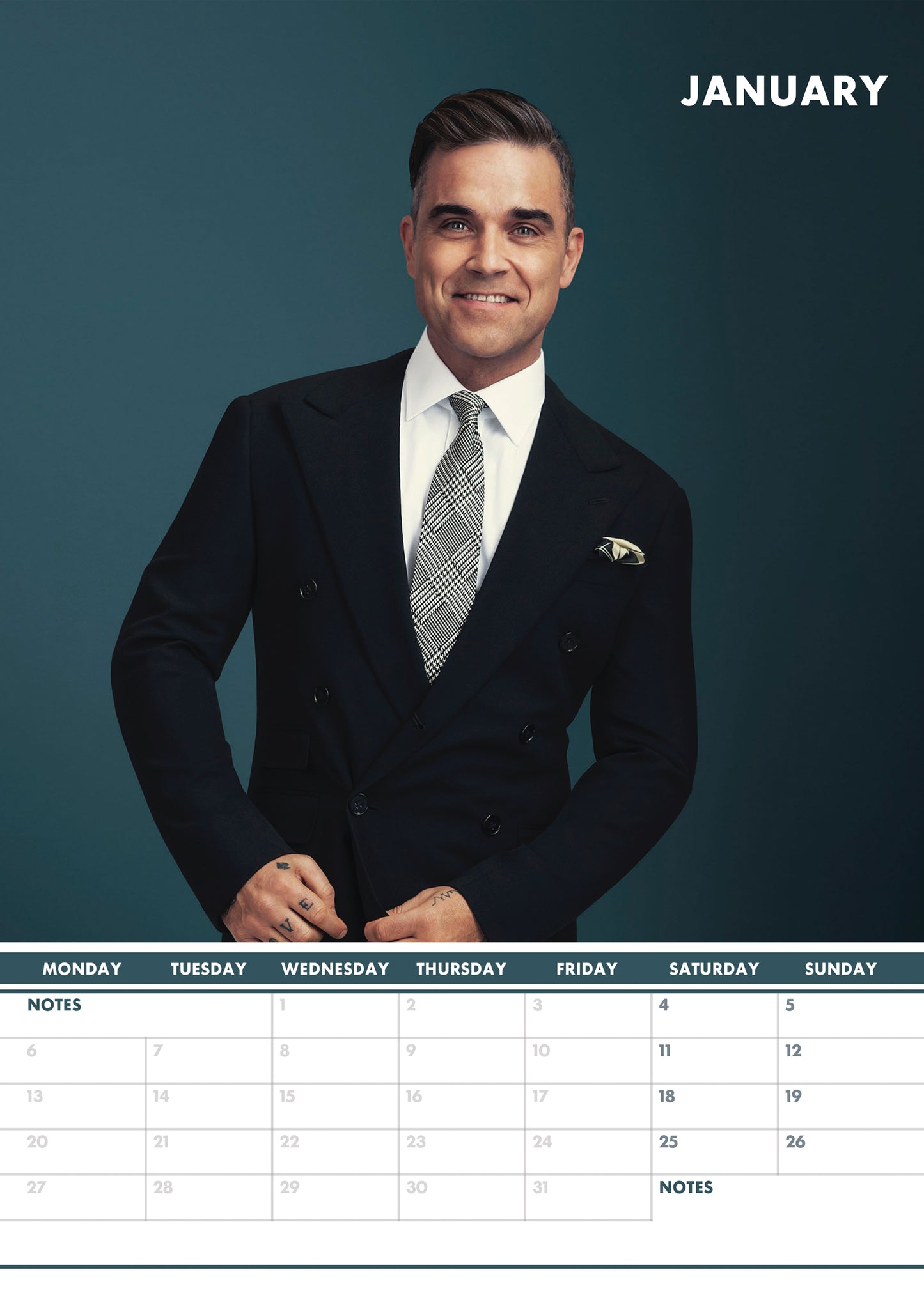 Robbie Williams Calendar 2025