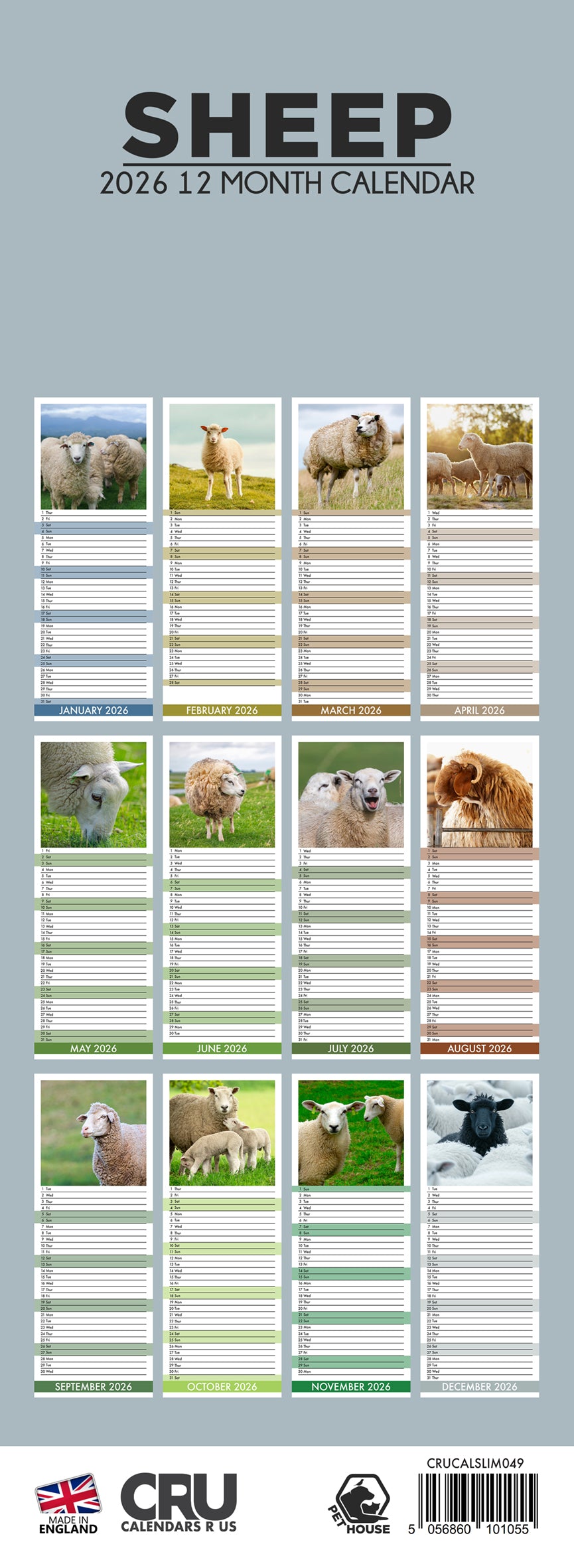 Sheep - Slim Calendar 2026