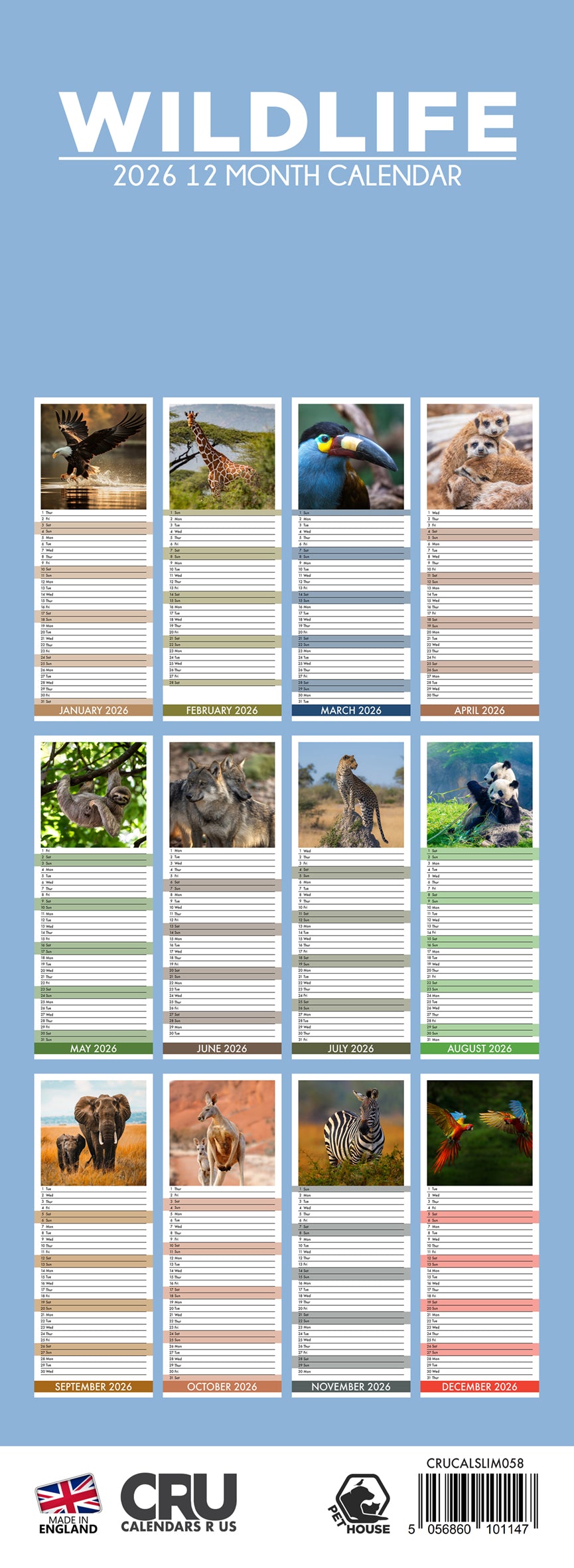 Wildlife - Slim Calendar 2026