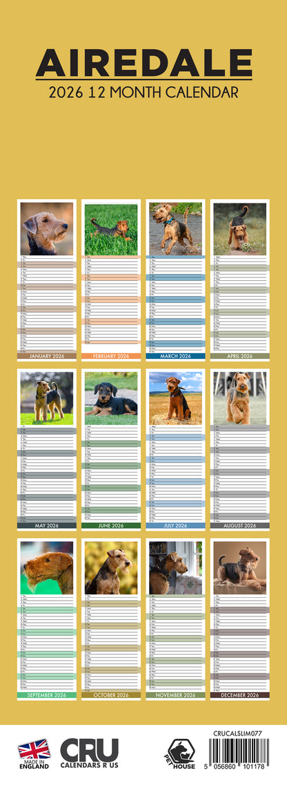 Airedale - Slim Calendar 2026