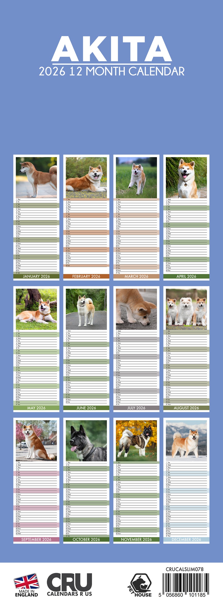 Akita - Slim Calendar 2026