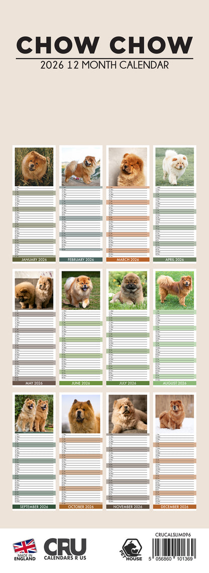 Chow Chow - Slim Calendar 2026