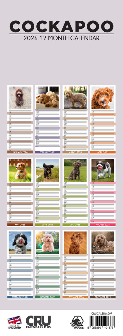 Cockapoo - Slim Calendar 2026