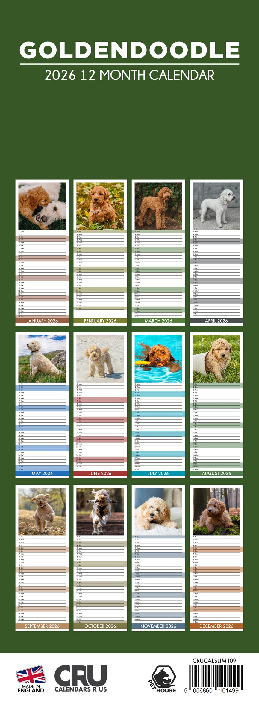 Goldendoodles - Slim Calendar 2026
