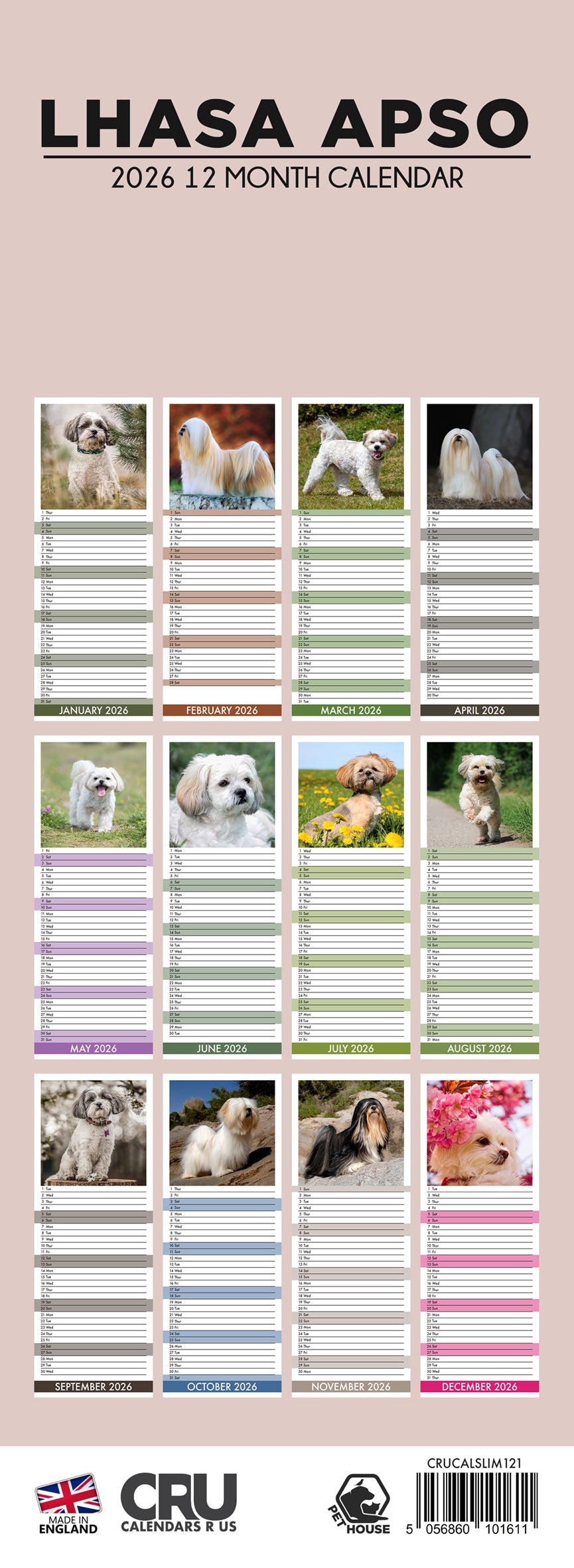 Lhasa Apso - Slim Calendar 2026