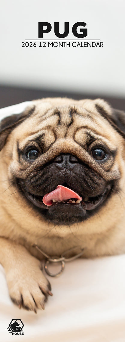 Pug - Slim Calendar 2026