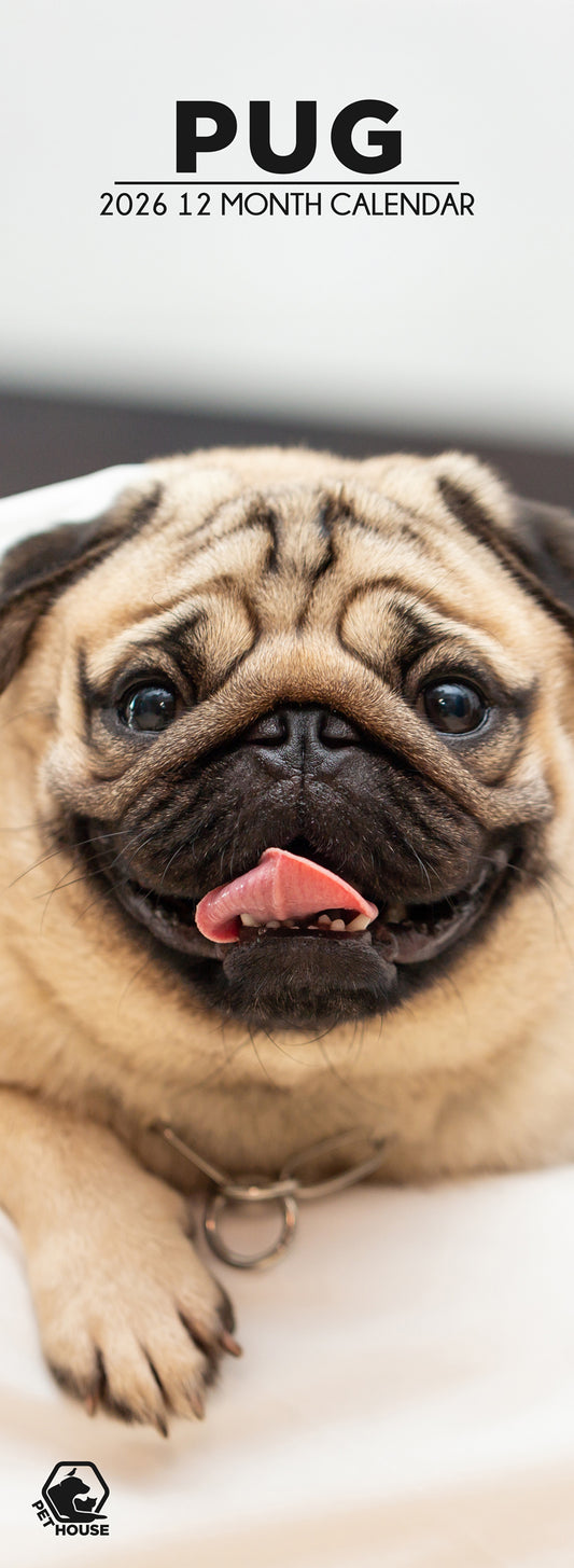 Pug - Slim Calendar 2026