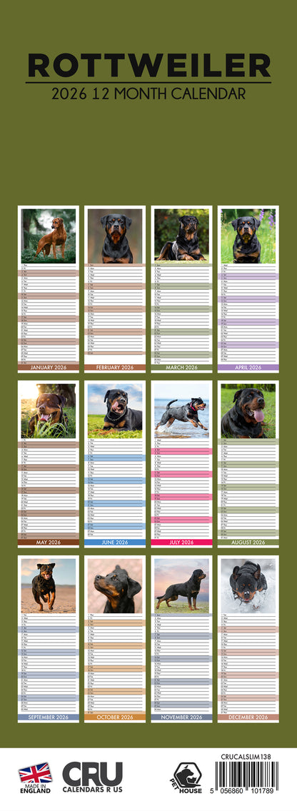 Rottweiler - Slim Calendar 2026