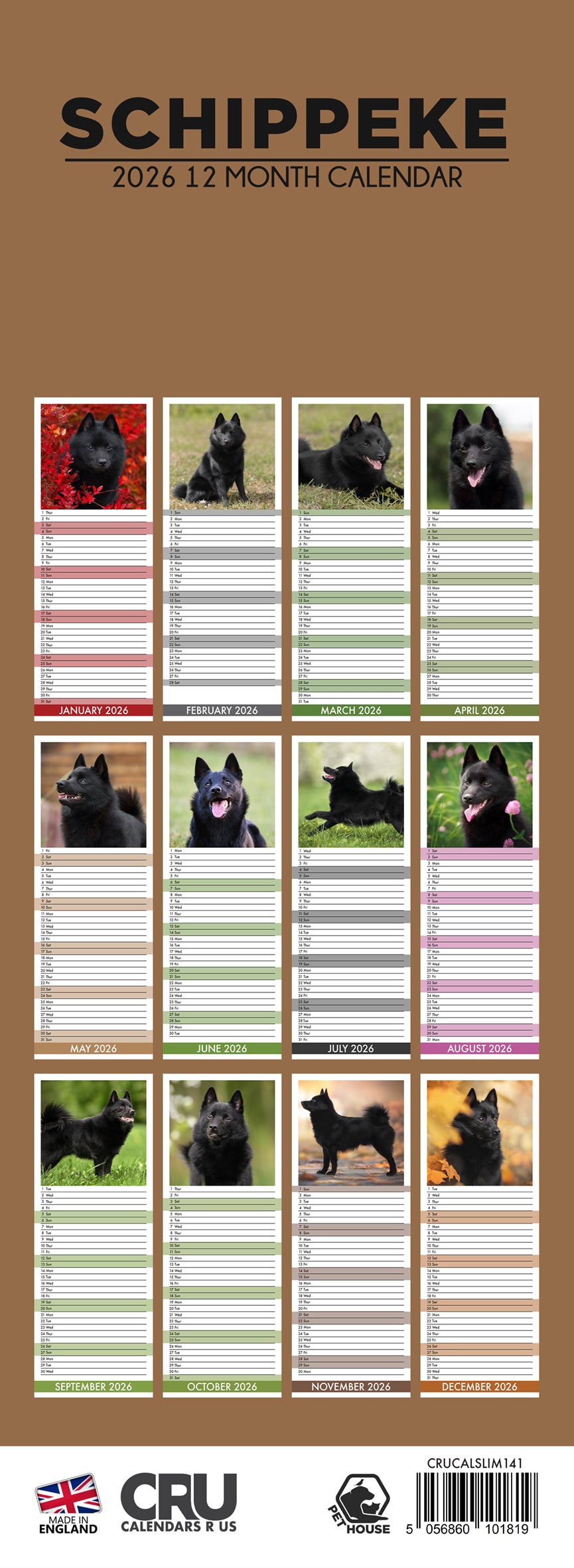 Schipperke - Slim Calendar 2026