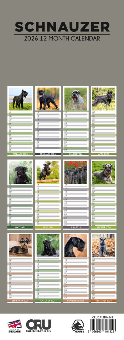 Schnauzer - Slim Calendar 2026