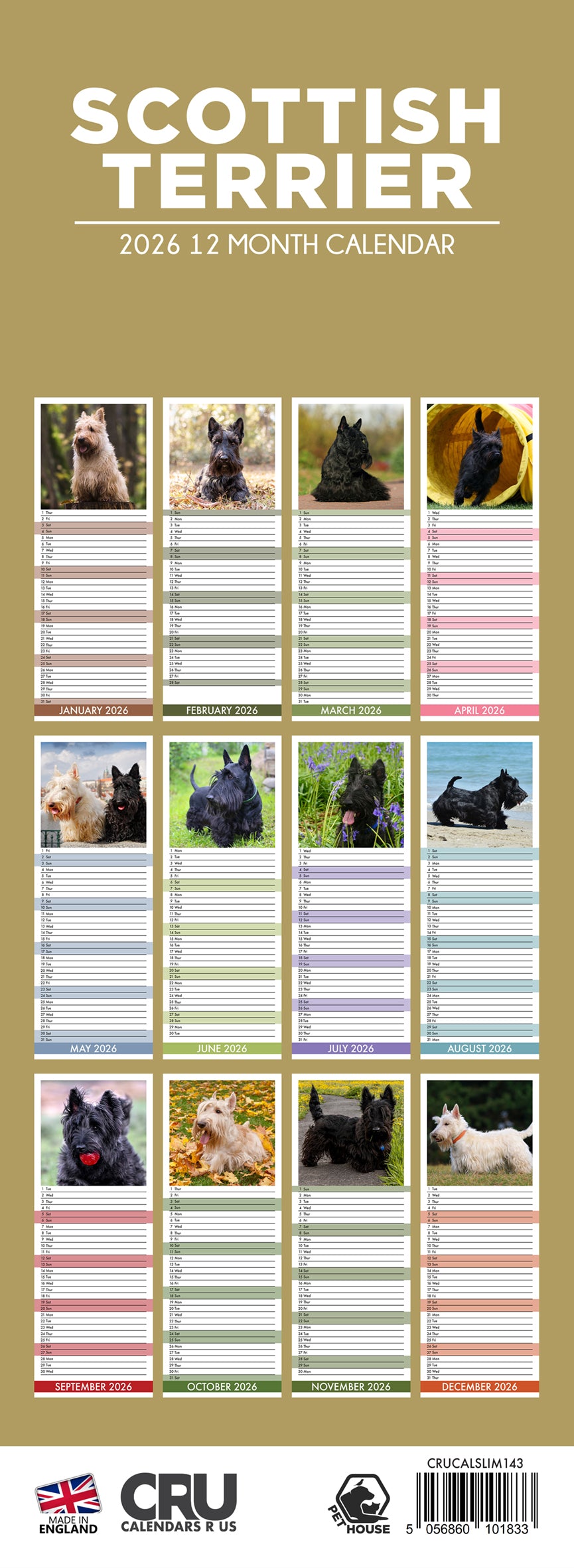 Scottish Terrier - Slim Calendar 2026