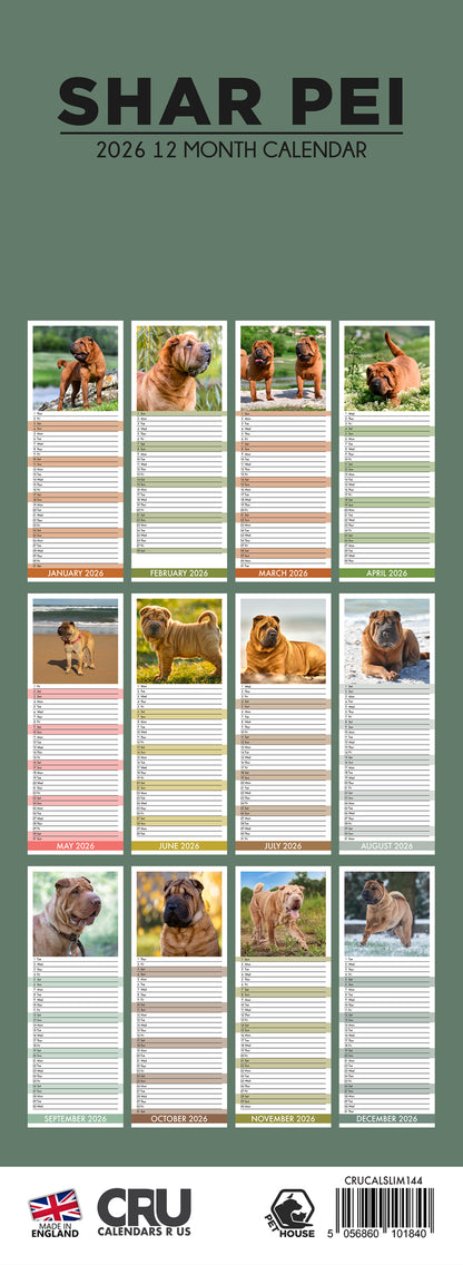 Shar Pei - Slim Calendar 2026
